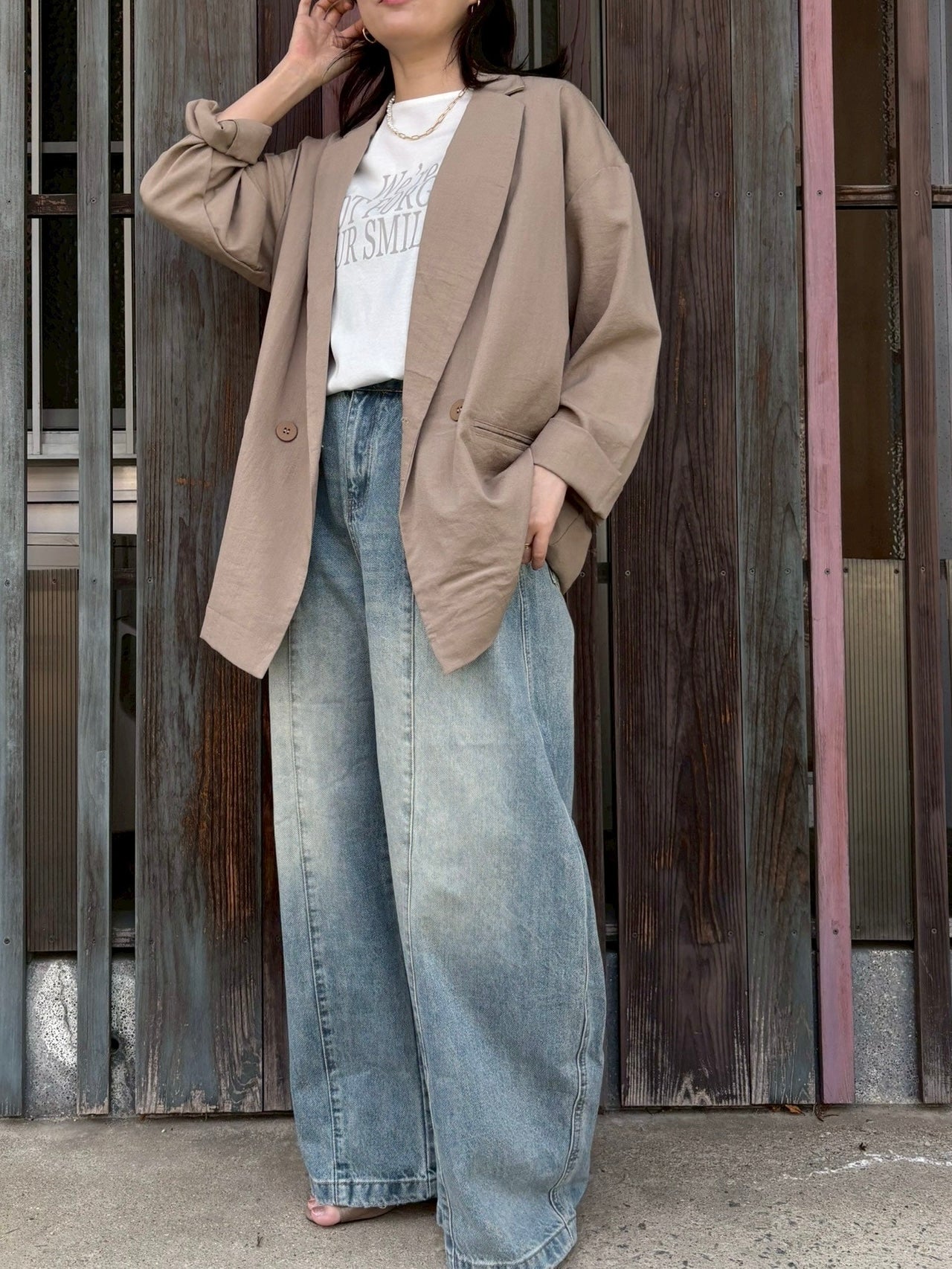 PaulineBleu(ポリーヌブロー)切替コクーンワイドデニムパンツ77636