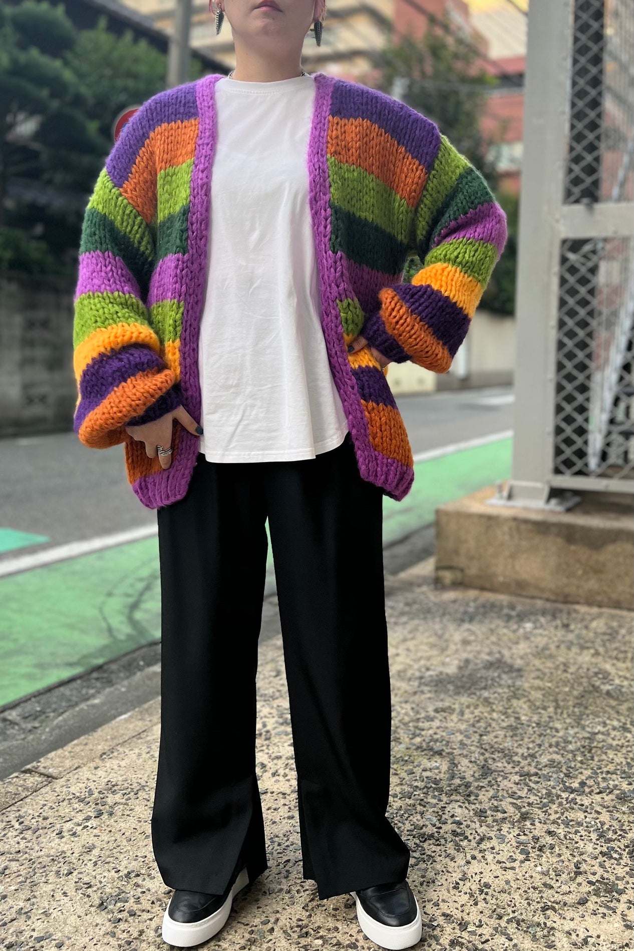 マルチボーダーニットカーディガン