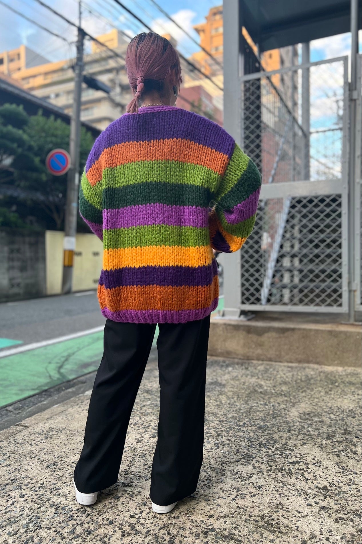 マルチボーダーニットカーディガン