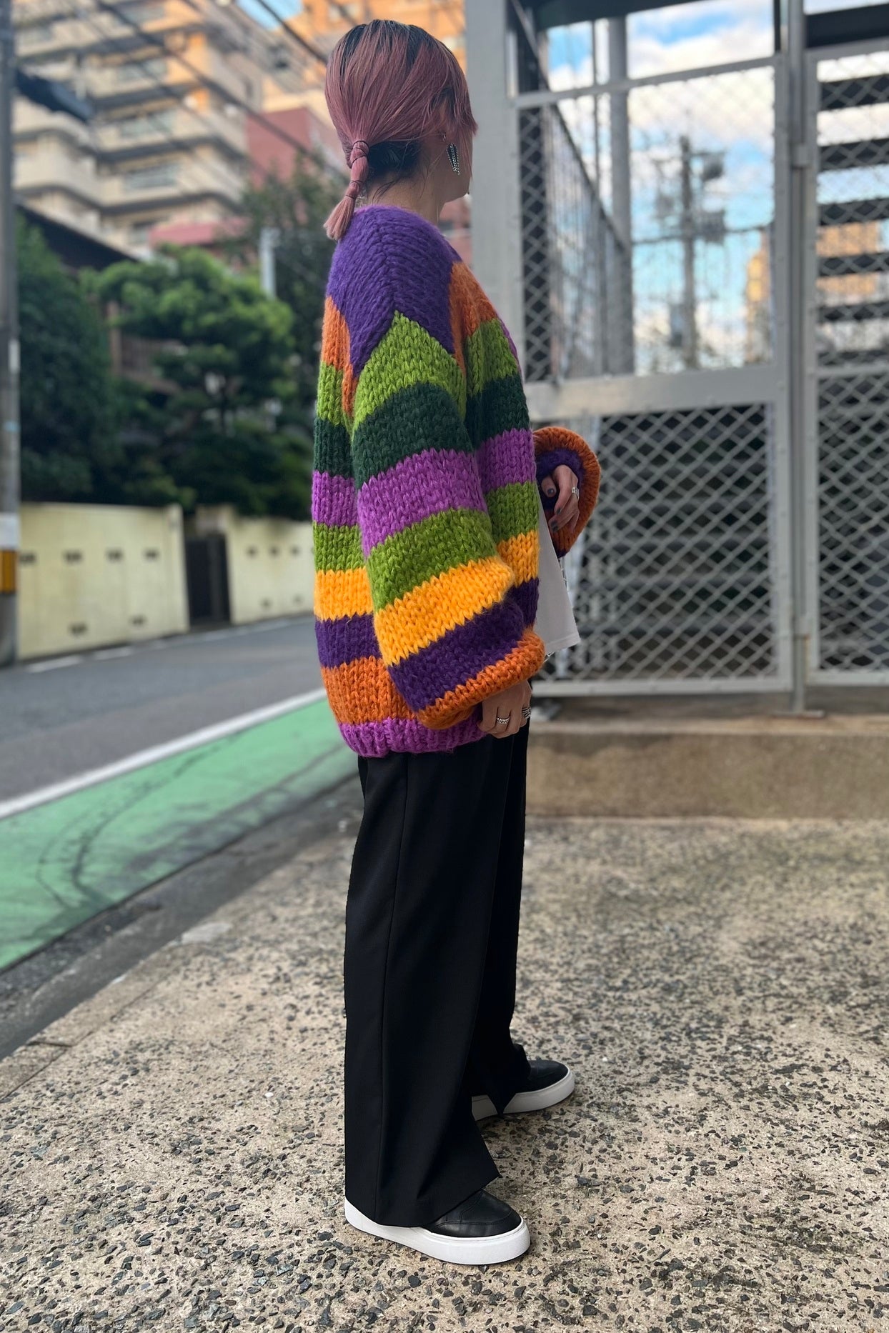マルチボーダーニットカーディガン