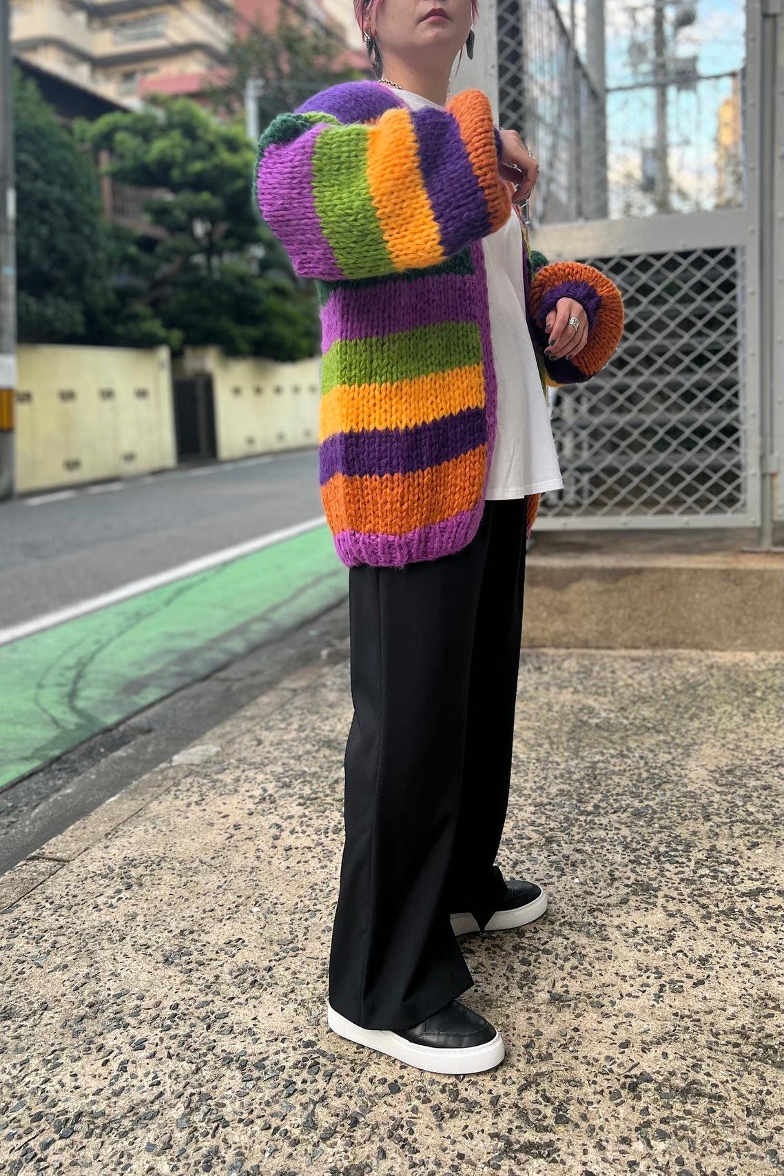 マルチボーダーニットカーディガン