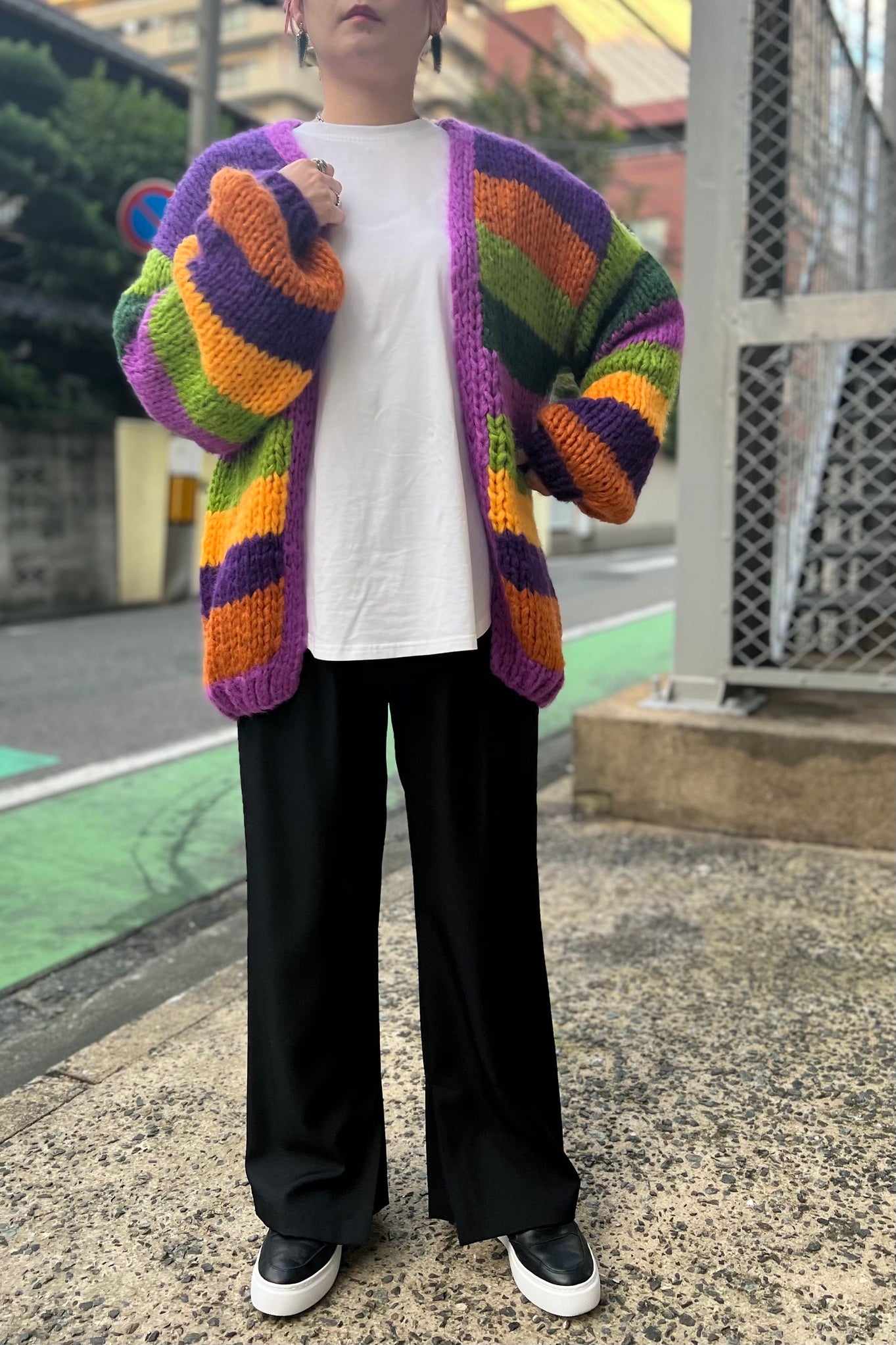 マルチボーダーニットカーディガン