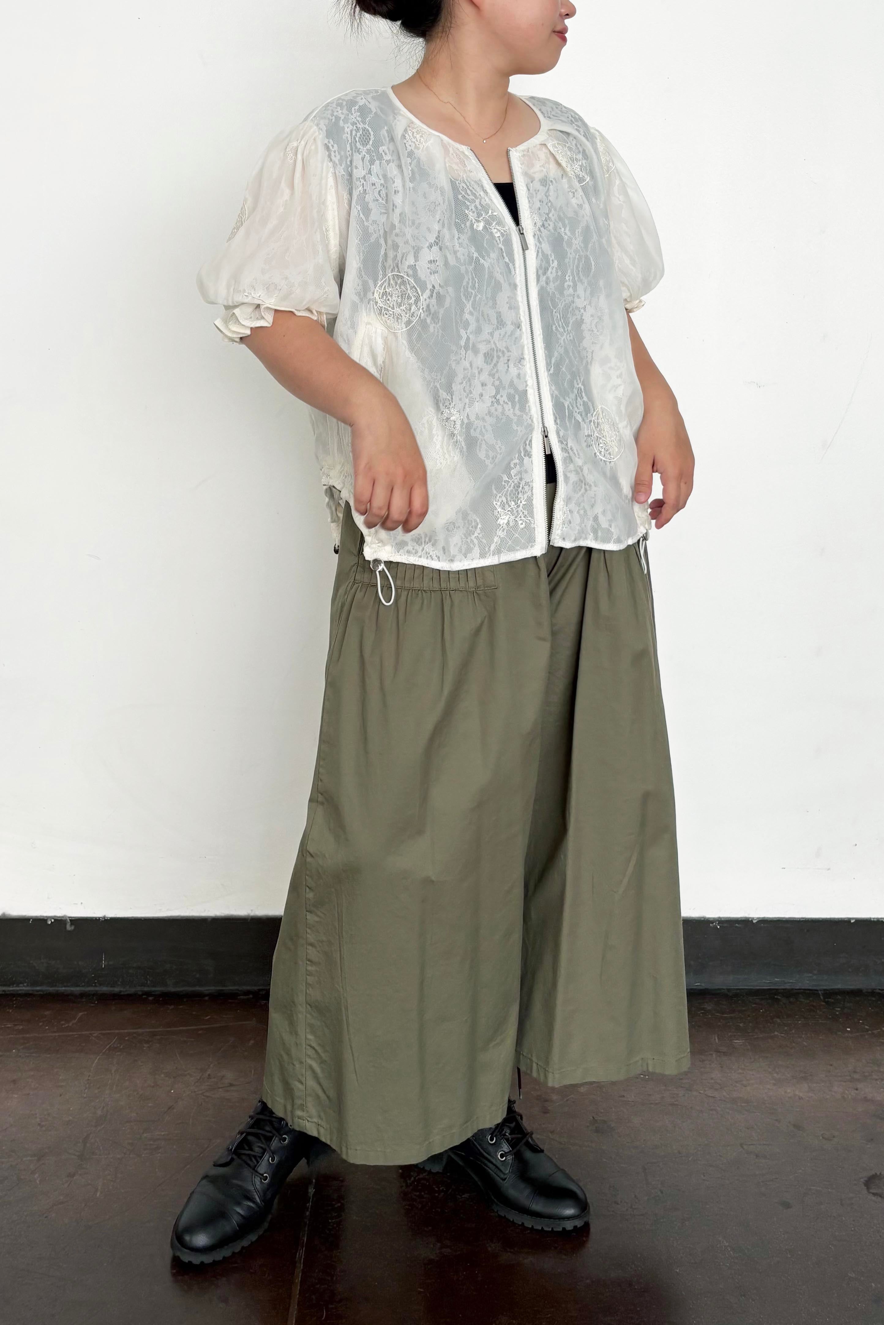 paulinebleu (ポリーヌブロー) レース×シフォン半袖ブルゾン 46946