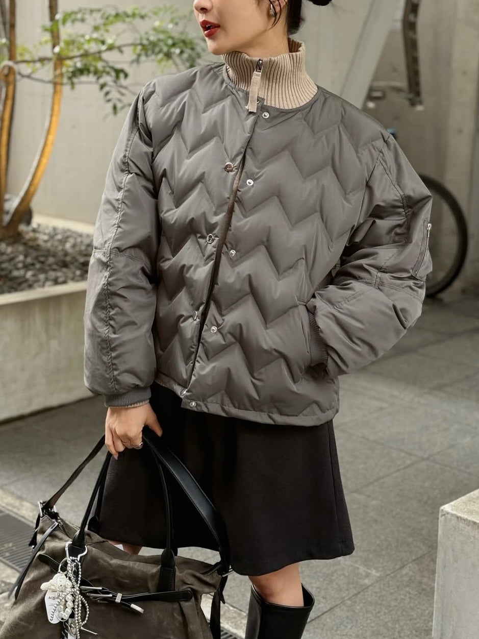 PaulineBleu(ポリーヌブロー) ジグザグキルティングダウンブルゾン 47394