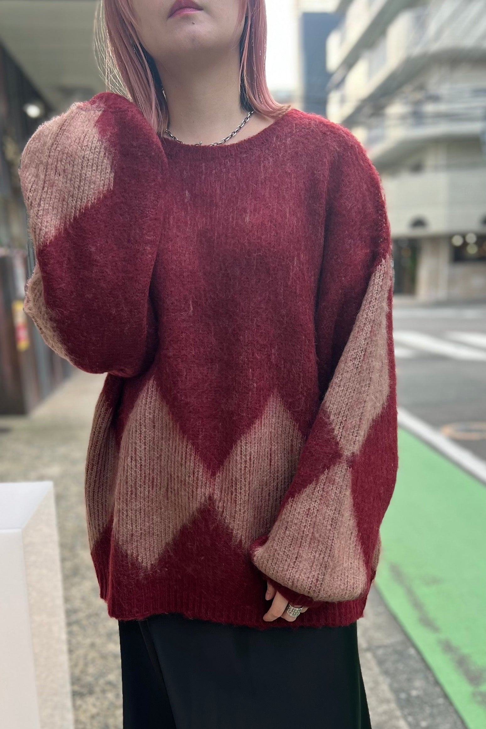 CHIGNON (シニヨン) アーガイル毛がきニット 9735-331dp シャギー