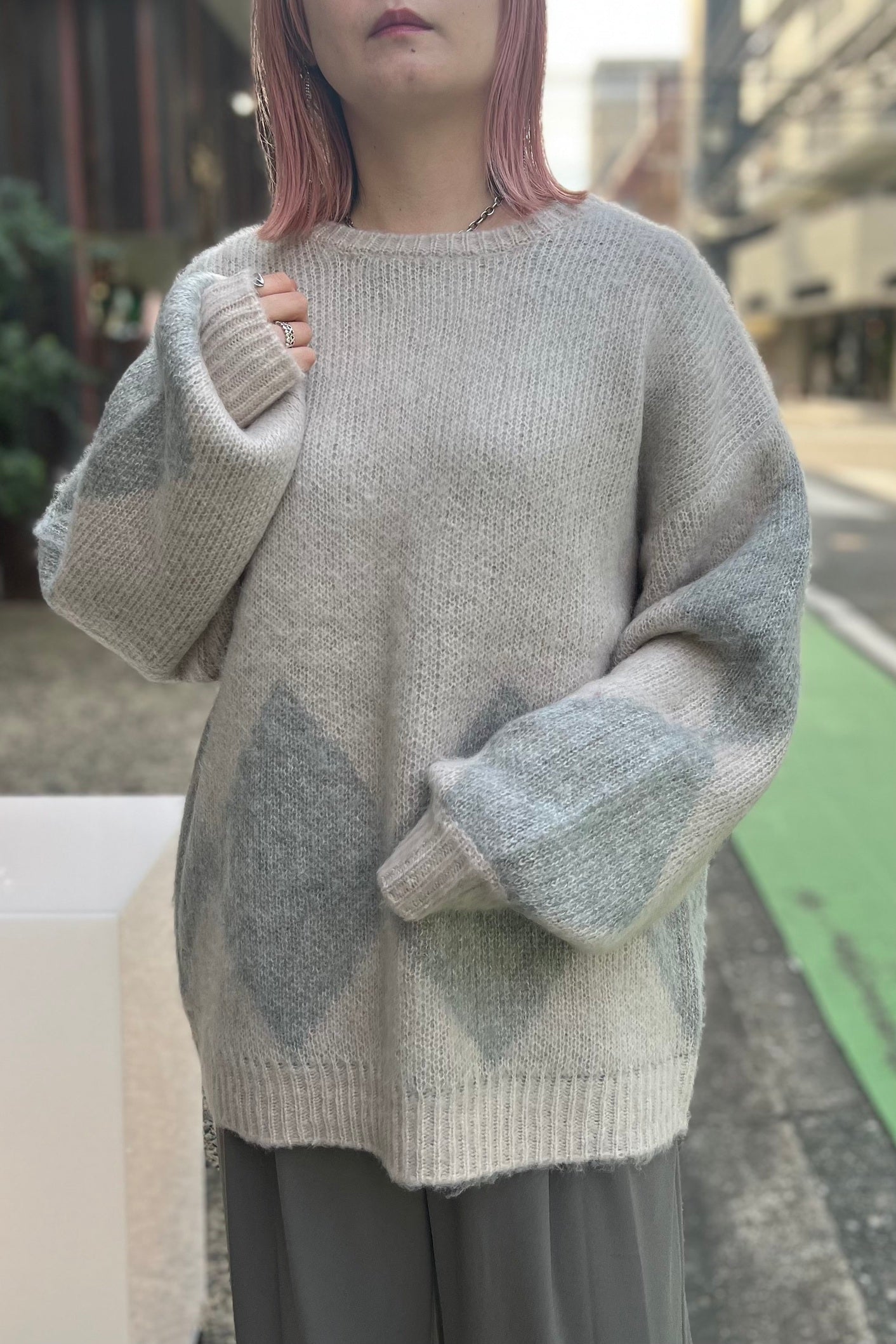 CHIGNON (シニヨン) アーガイル毛がきニット 9735-331dp シャギー