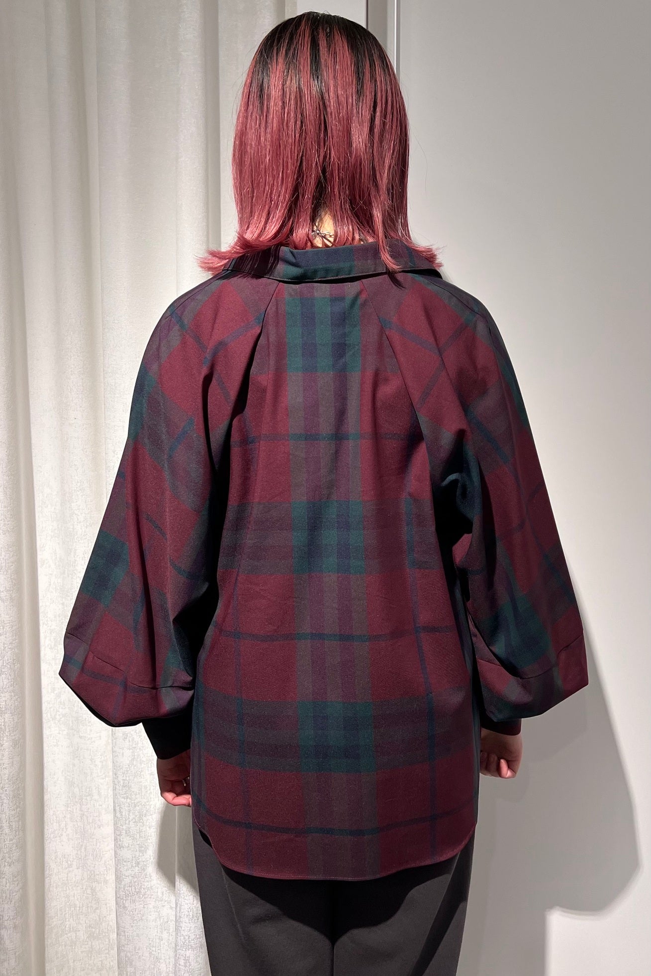 CHIGNON (シニヨン) チェック 袖 ボリューム ブラウス ボルドー ワイン レッド レディース 1435-247kk