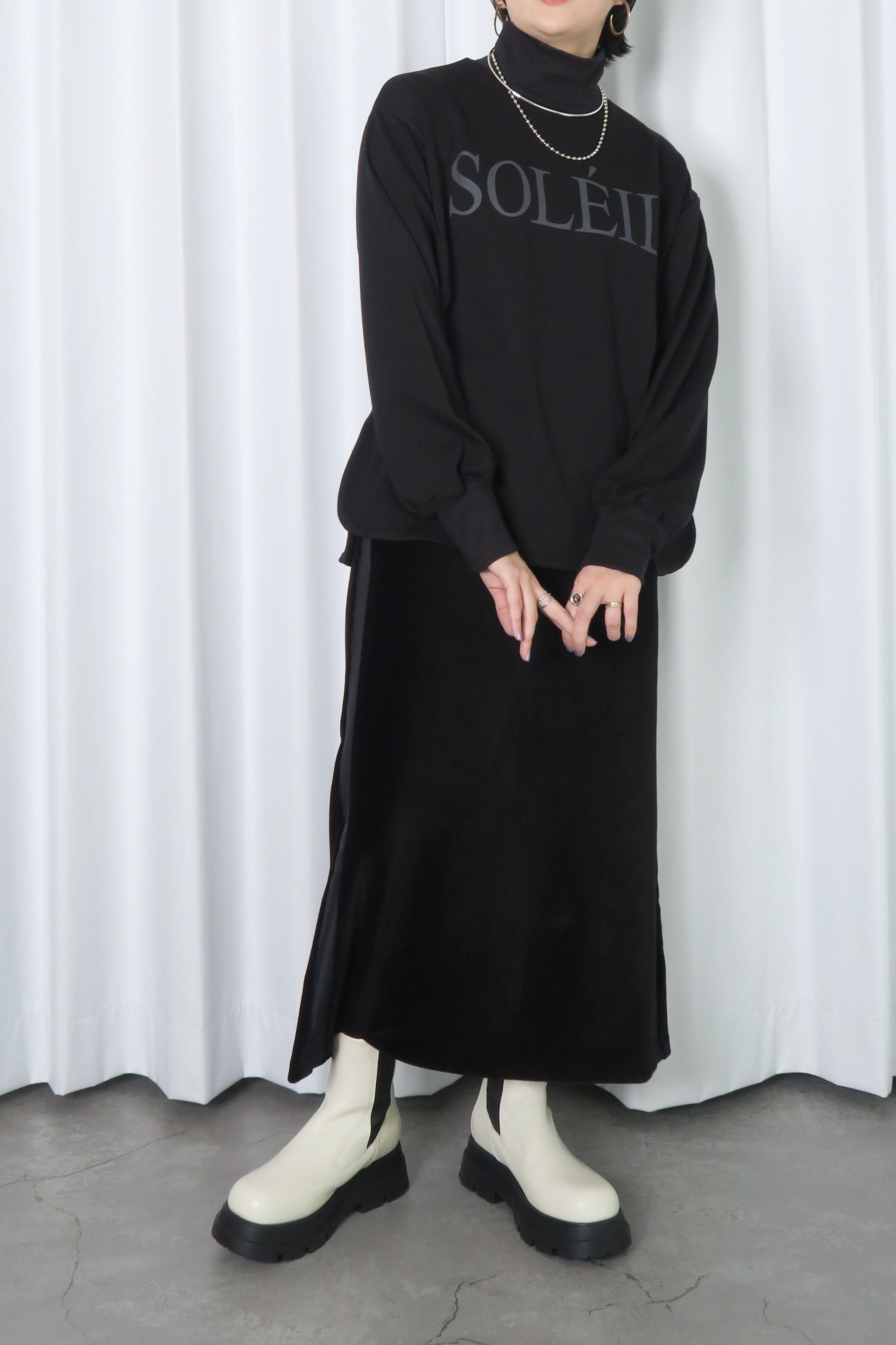 RAW FUDGE (ローファッジ) ライン 切替 コーデュロイ スカート 7631714