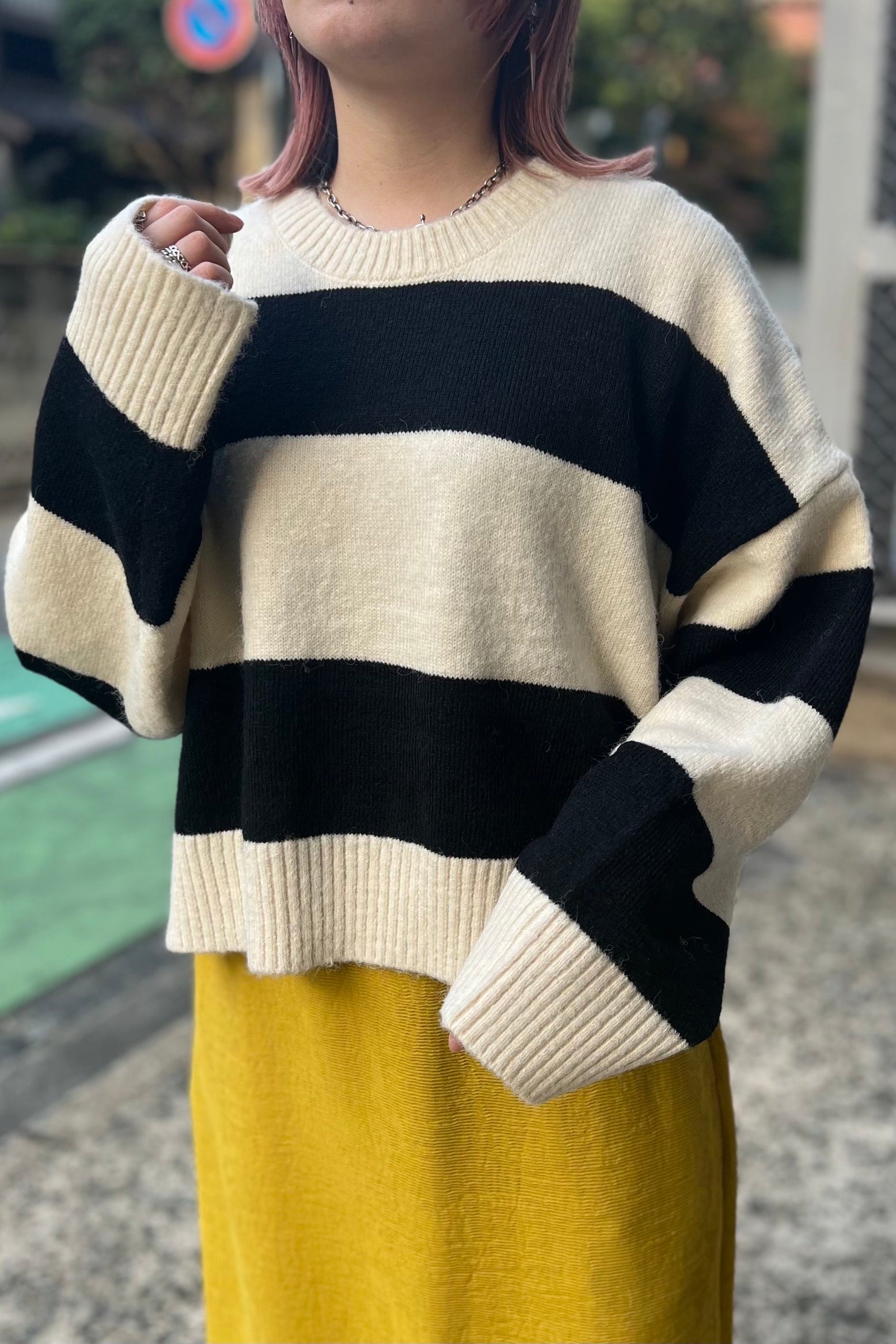 CHIGNON (シニヨン) ボーダーショートニット 9235-345la レディース トレンド