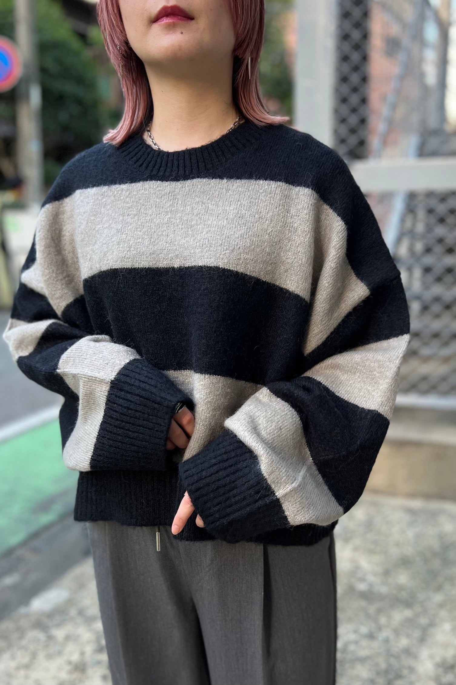 CHIGNON (シニヨン) ボーダーショートニット 9235-345la レディース トレンド