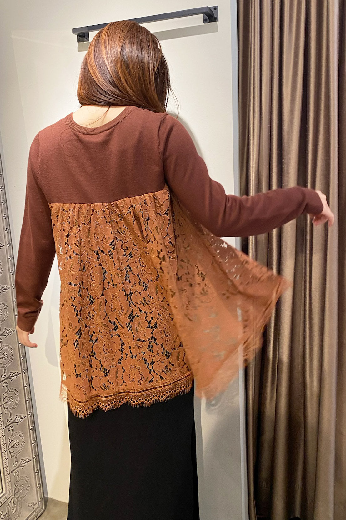 Torrazzo Donna (トラッツォ ドンナ) レース切替ニット 6235-592 ブラウン