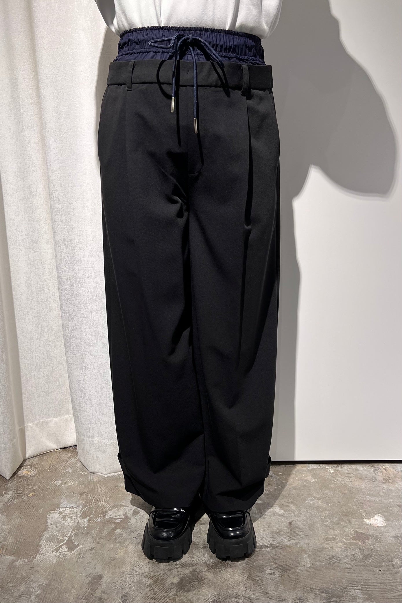 レディース モード ワイドパンツ パラシュートパンツ グレー