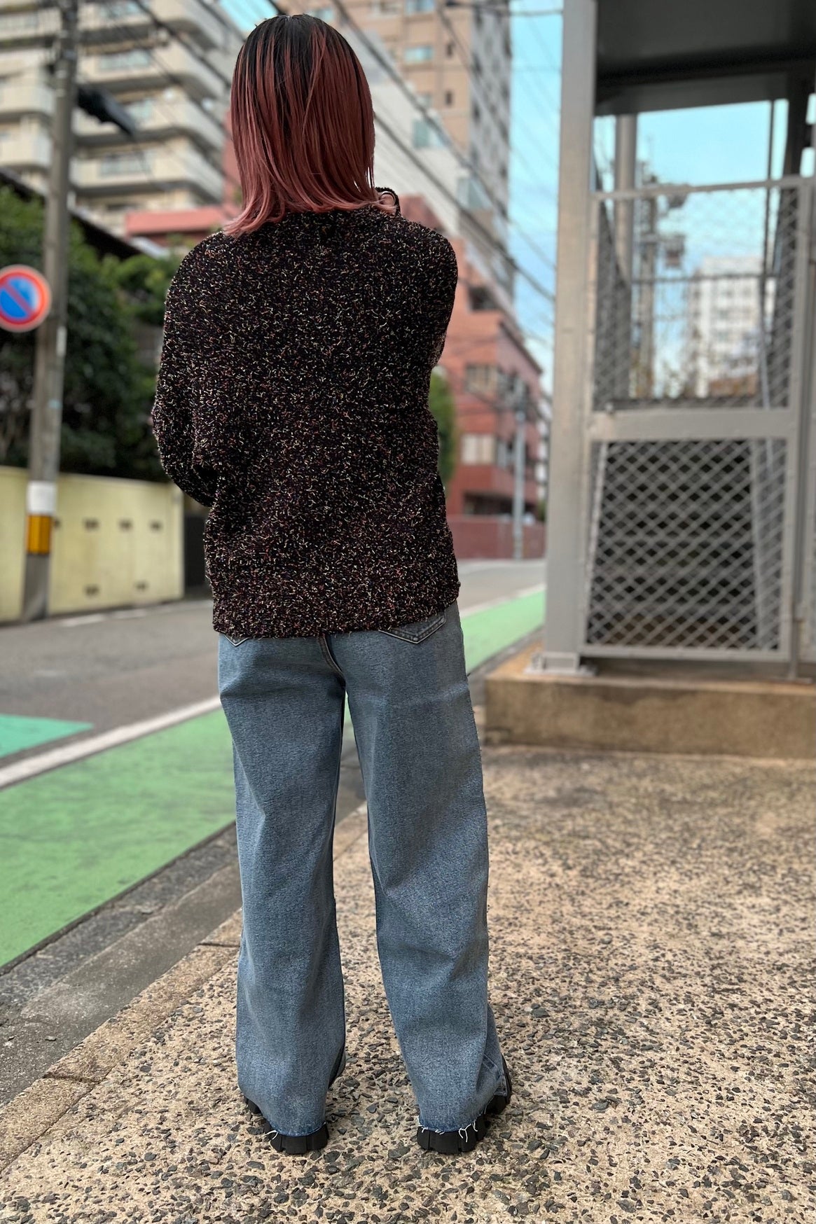 ミックスカラーラインニットトップス
