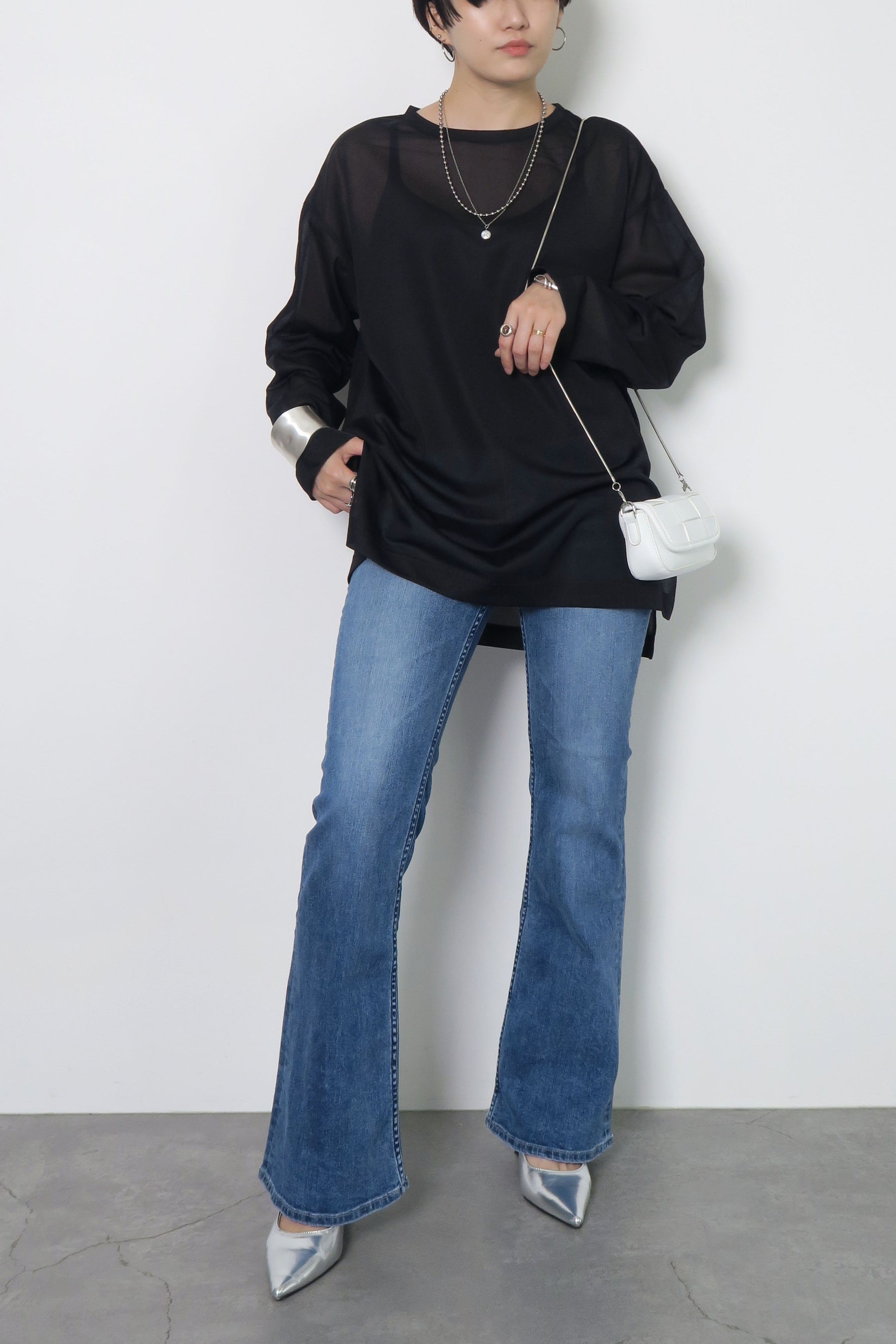 シアー 長袖 Tシャツ