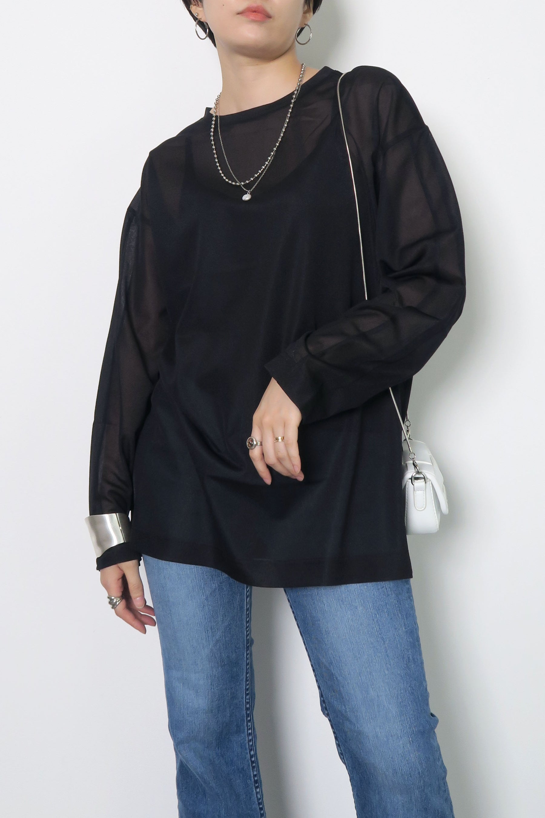 シアー 長袖 Tシャツ