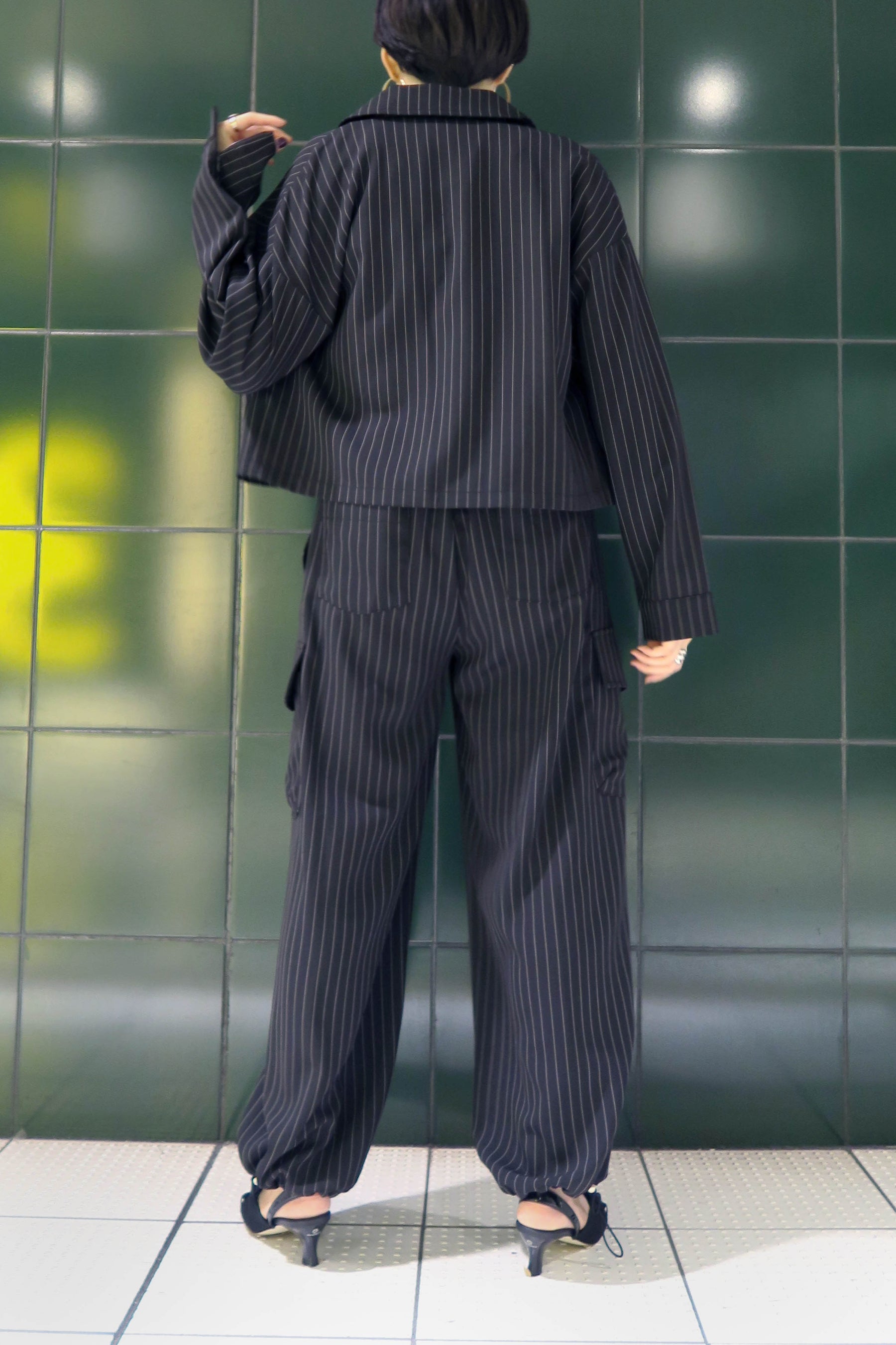 ストライプショートジャケット