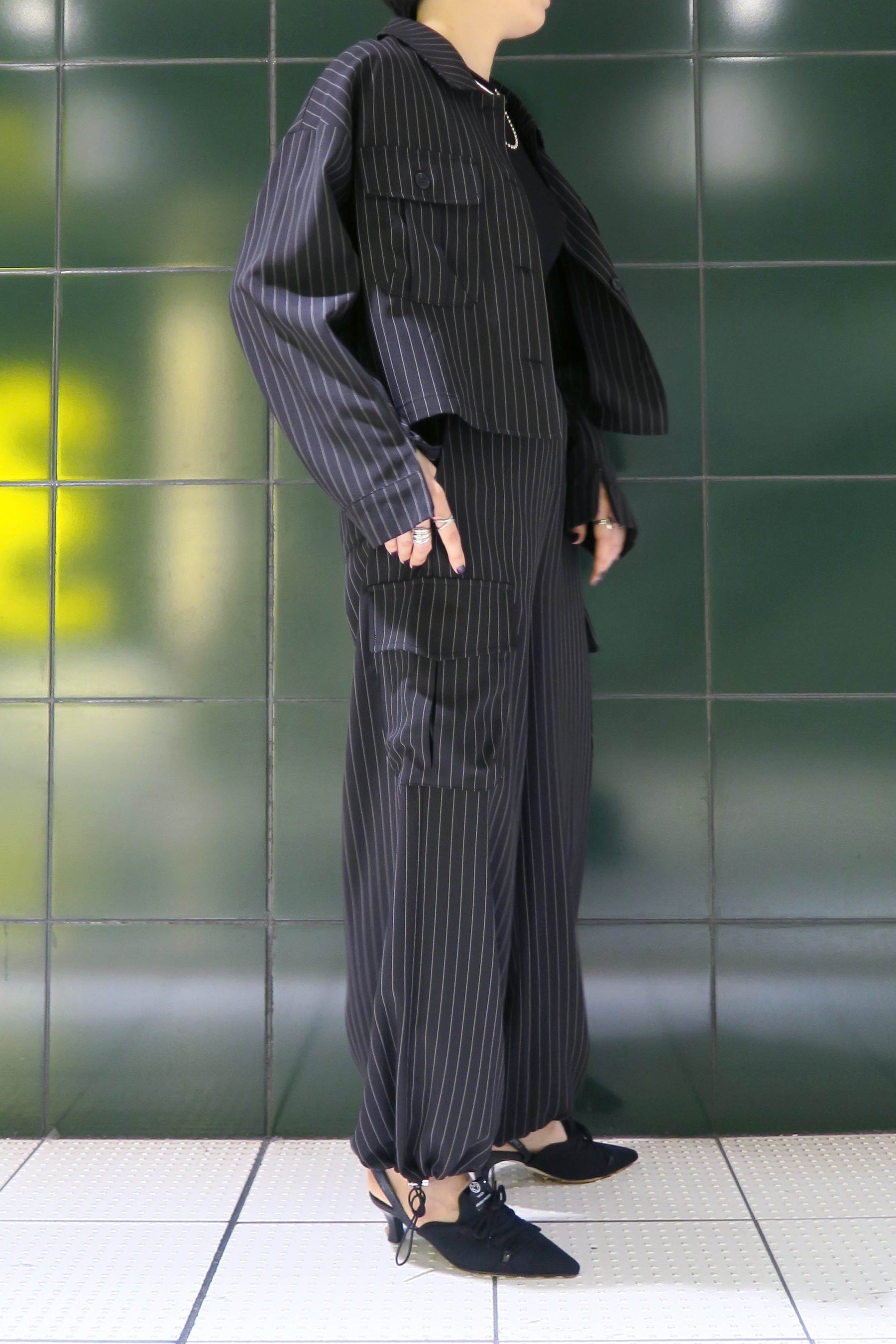 ストライプショートジャケット