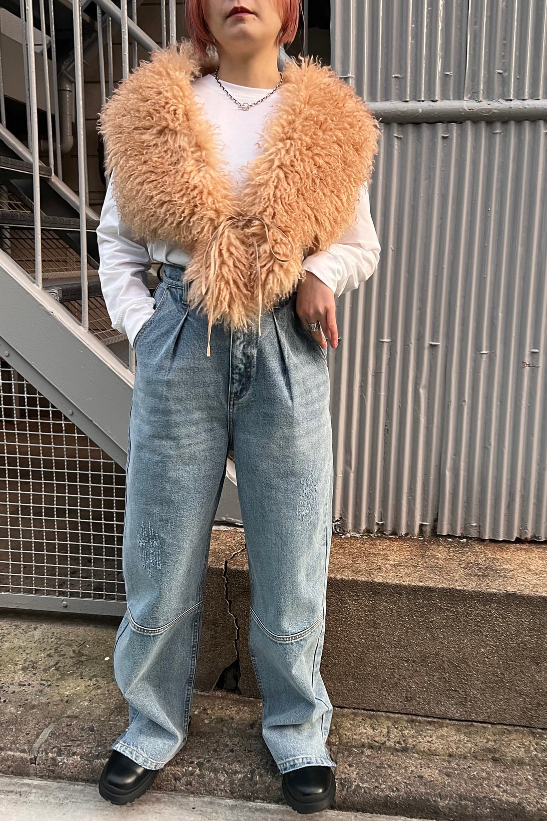 ラインリブシャツワンピース