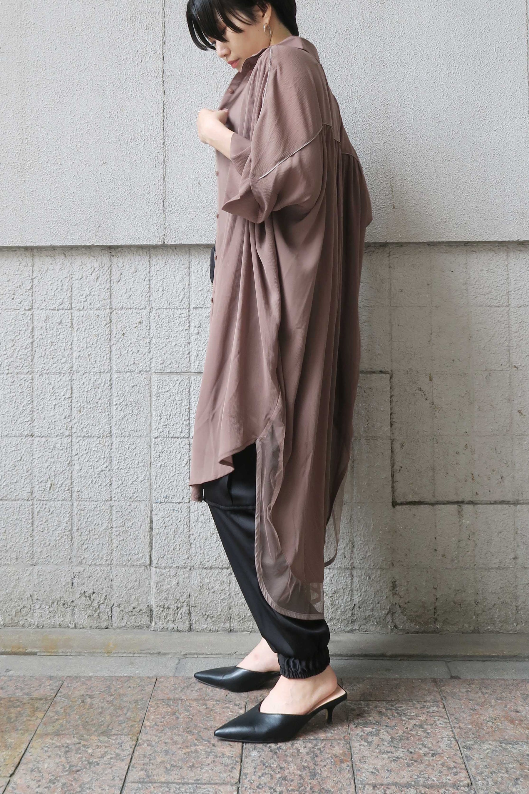 シアーレイヤードロングシャツ