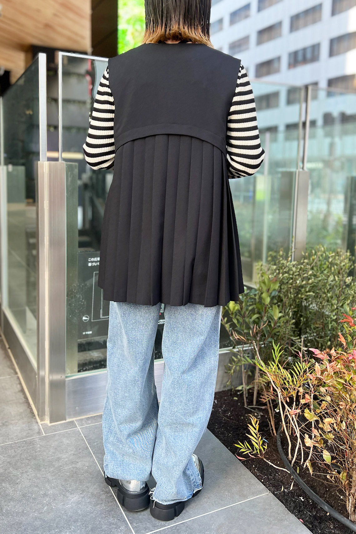ラインリブシャツワンピース