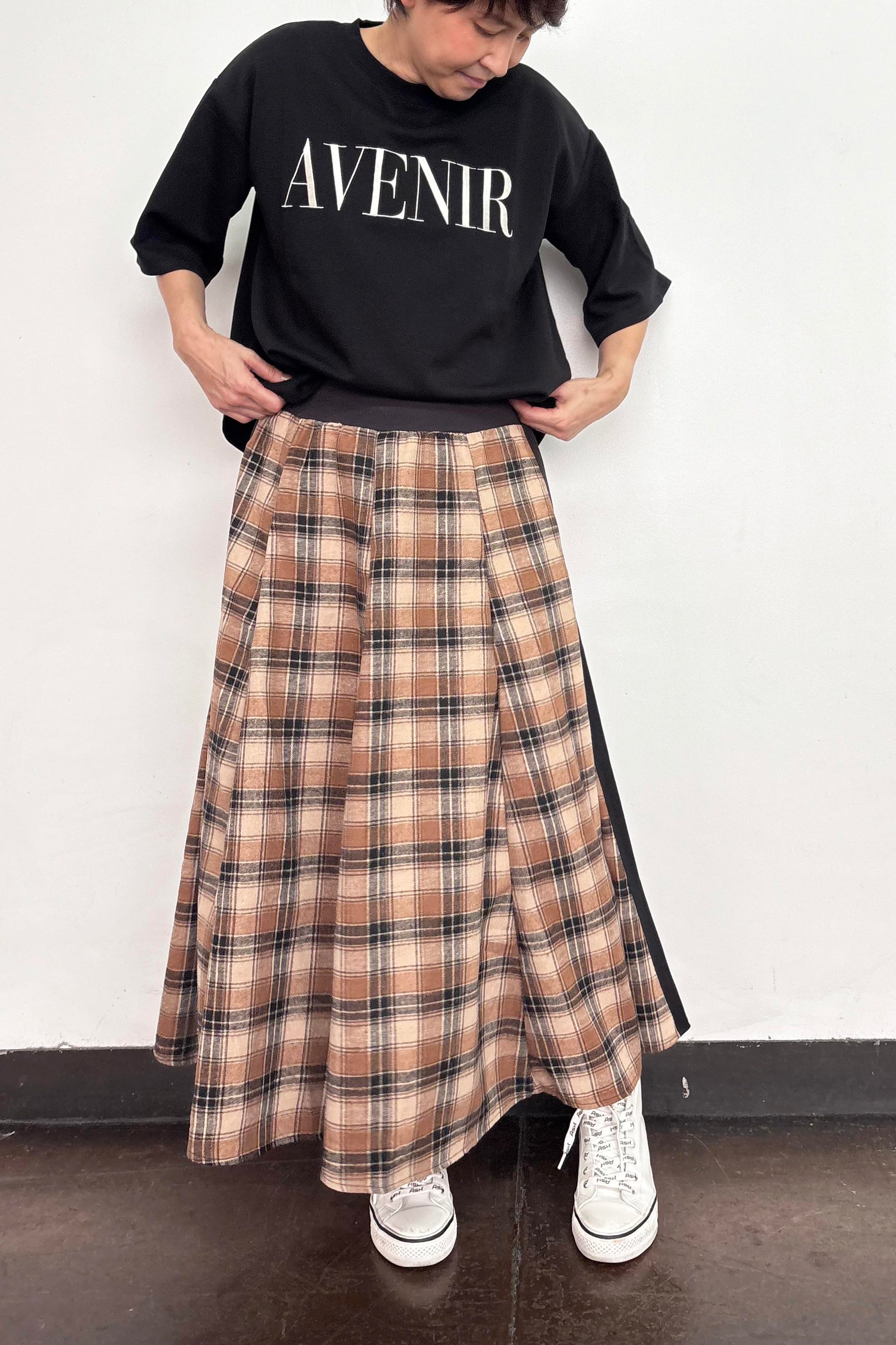 ネルチェックサイドラインスカート