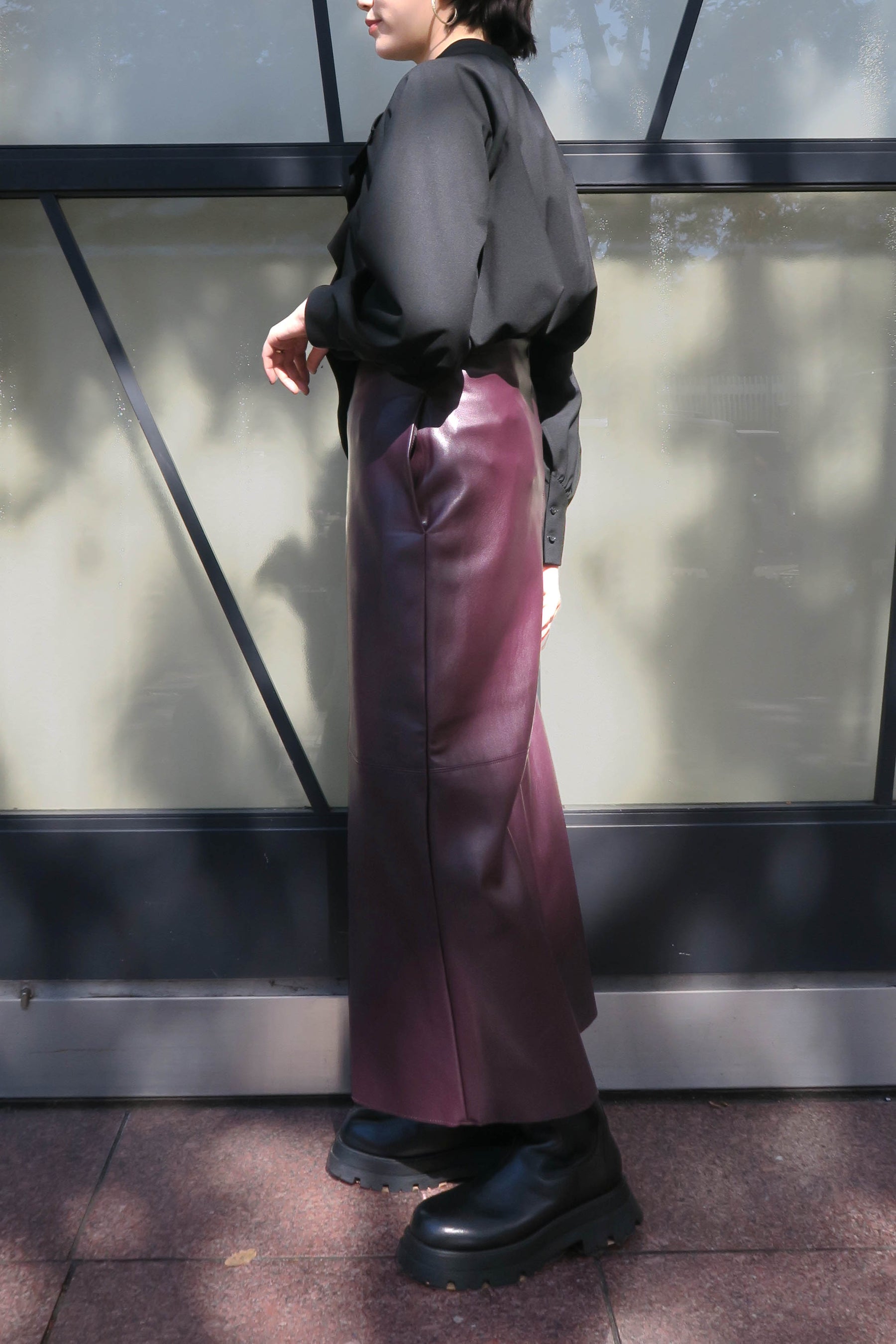 RAW FUDGE(ローファッジ) 7633722 グレンチェック柄アシメドレープブラウス