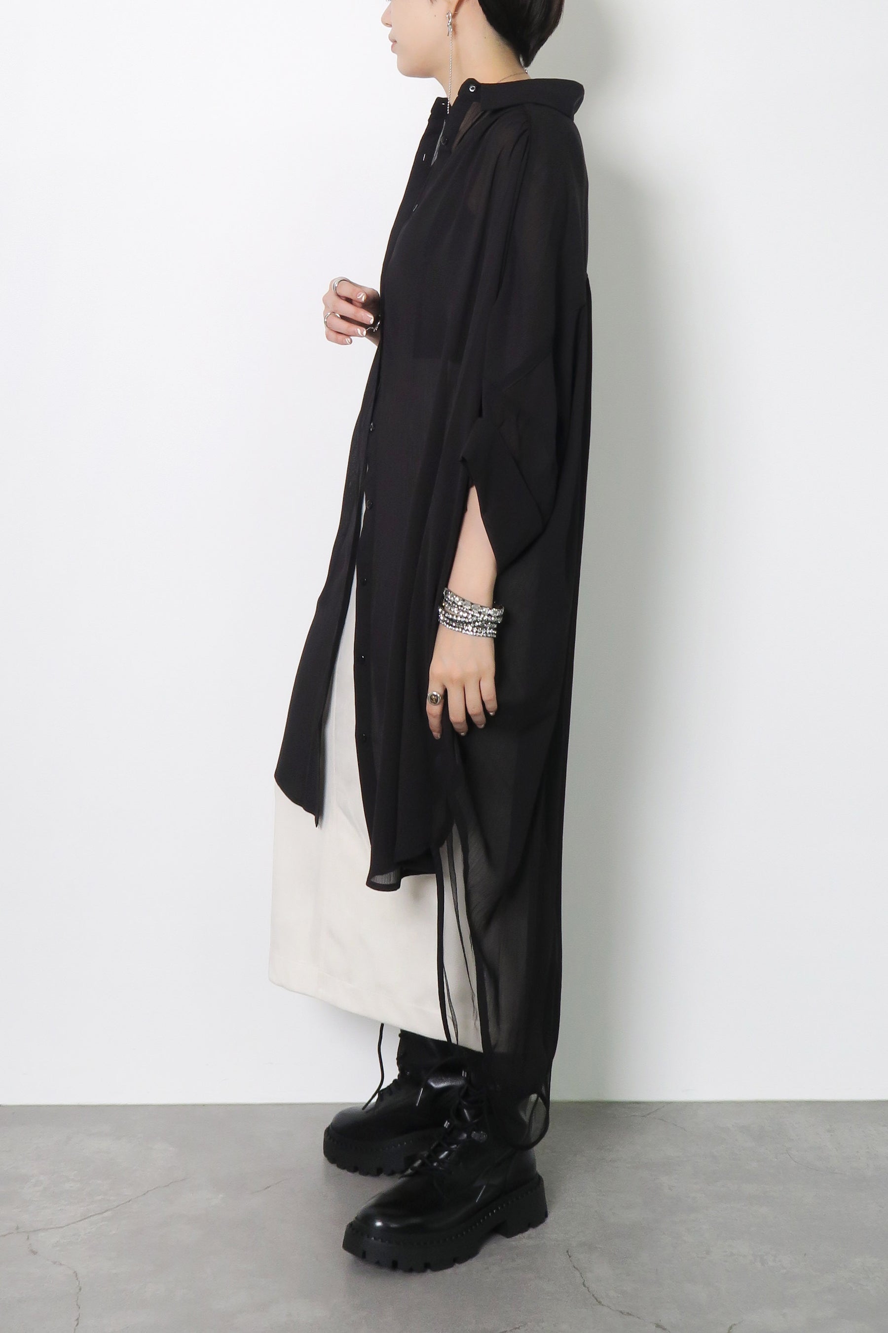シアーレイヤードロングシャツ