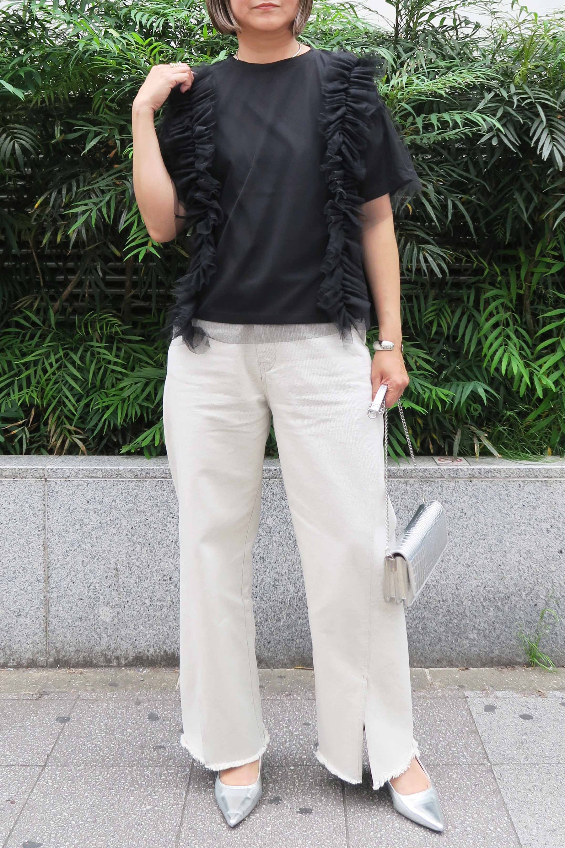 GALENA(ガレナ) チュールフリルtシャツ 70050-4109 ブラック