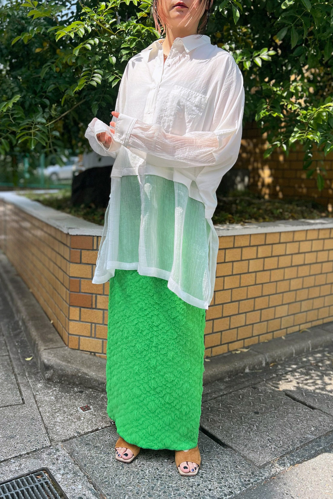 シアー切替シャツ