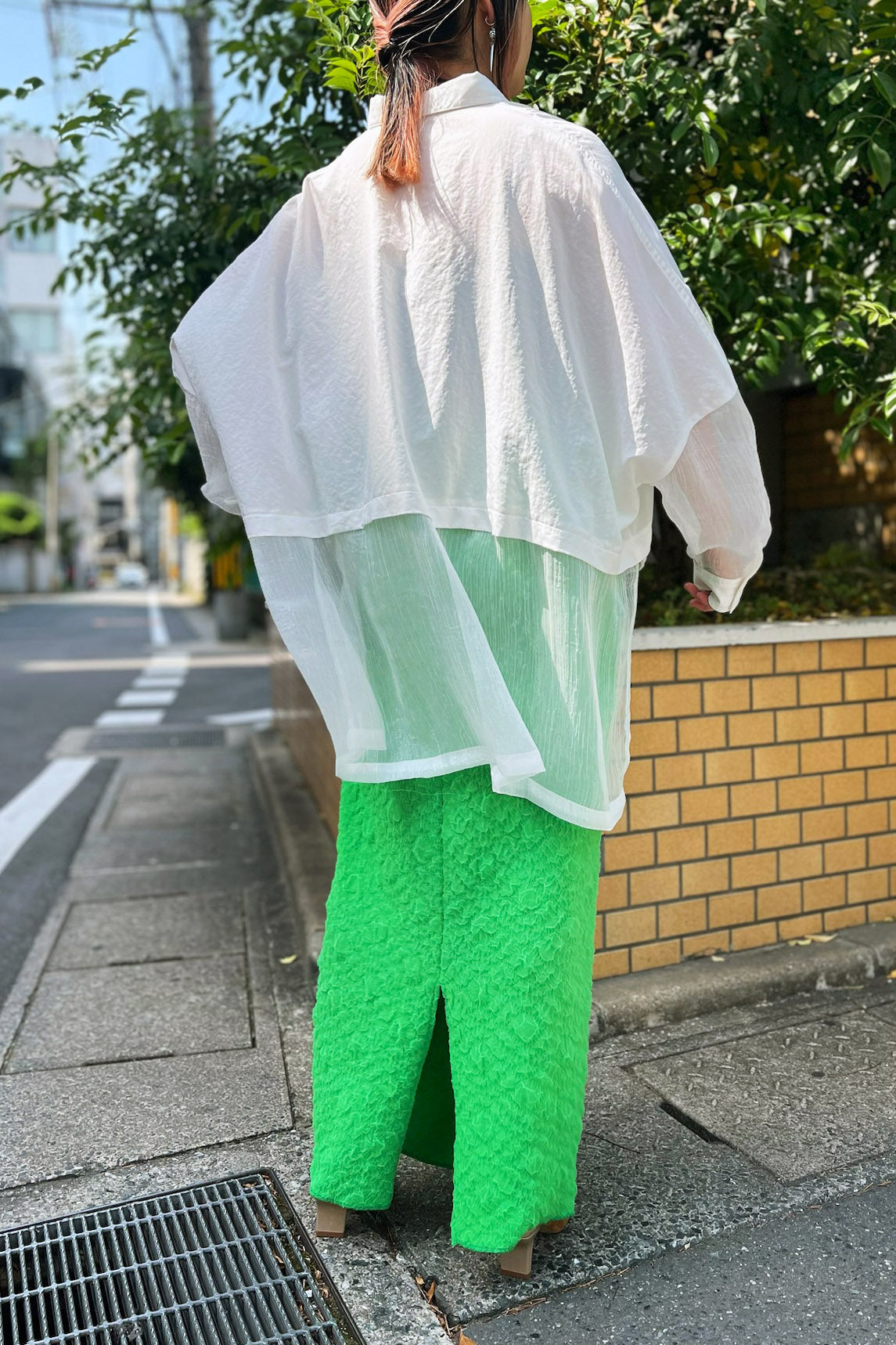 シアー切替シャツ
