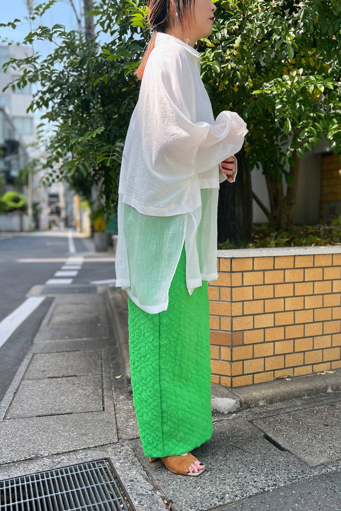 シアー切替シャツ