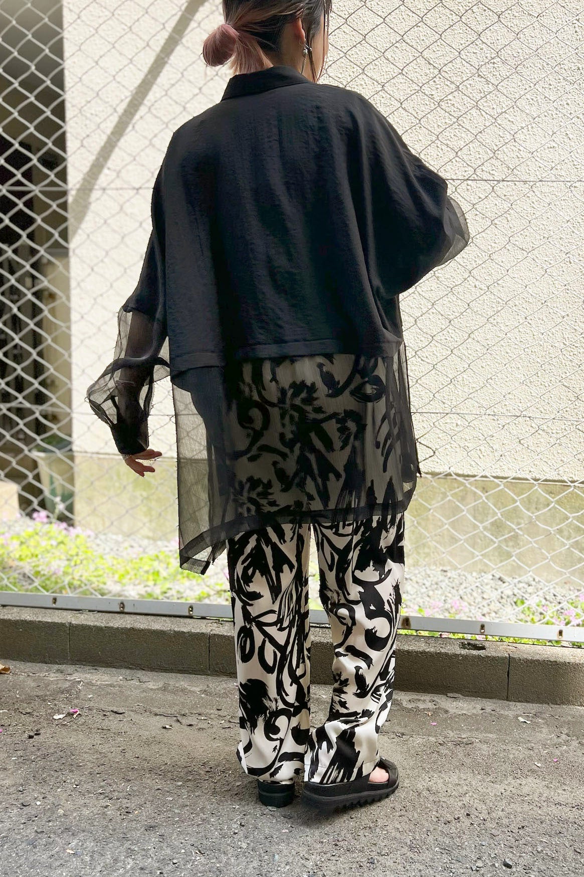 シアー切替シャツ