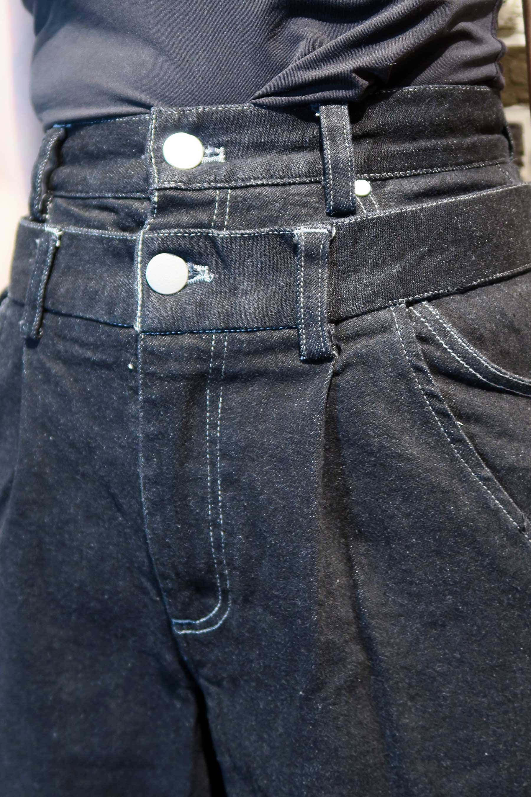 レイヤードデニムパンツ