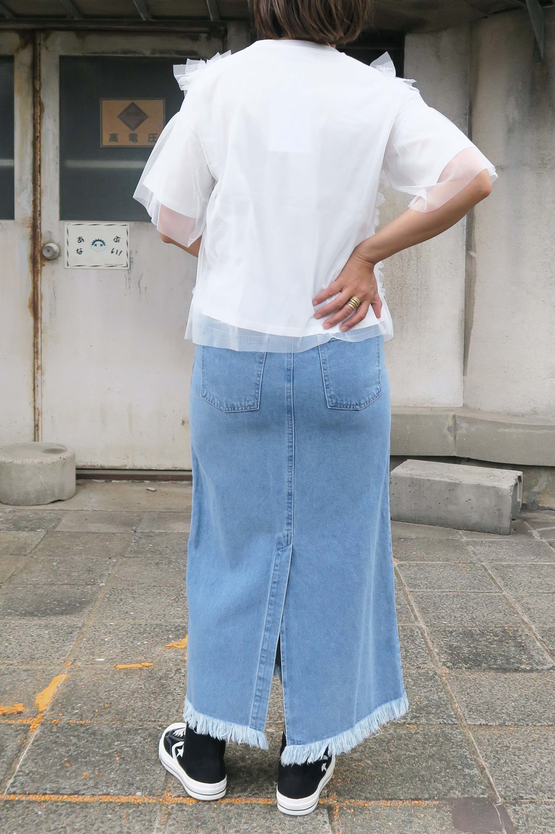 GALENA(ガレナ) チュールフリルtシャツ 70050-4109 ホワイト