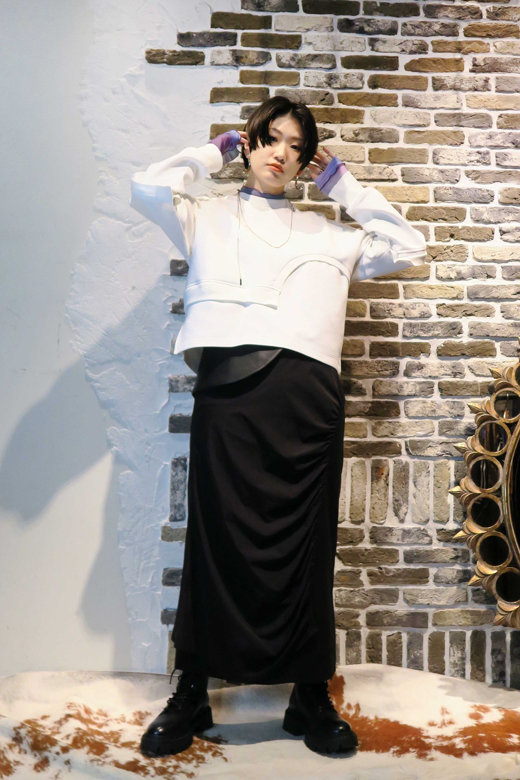 レイヤードストレートスカート