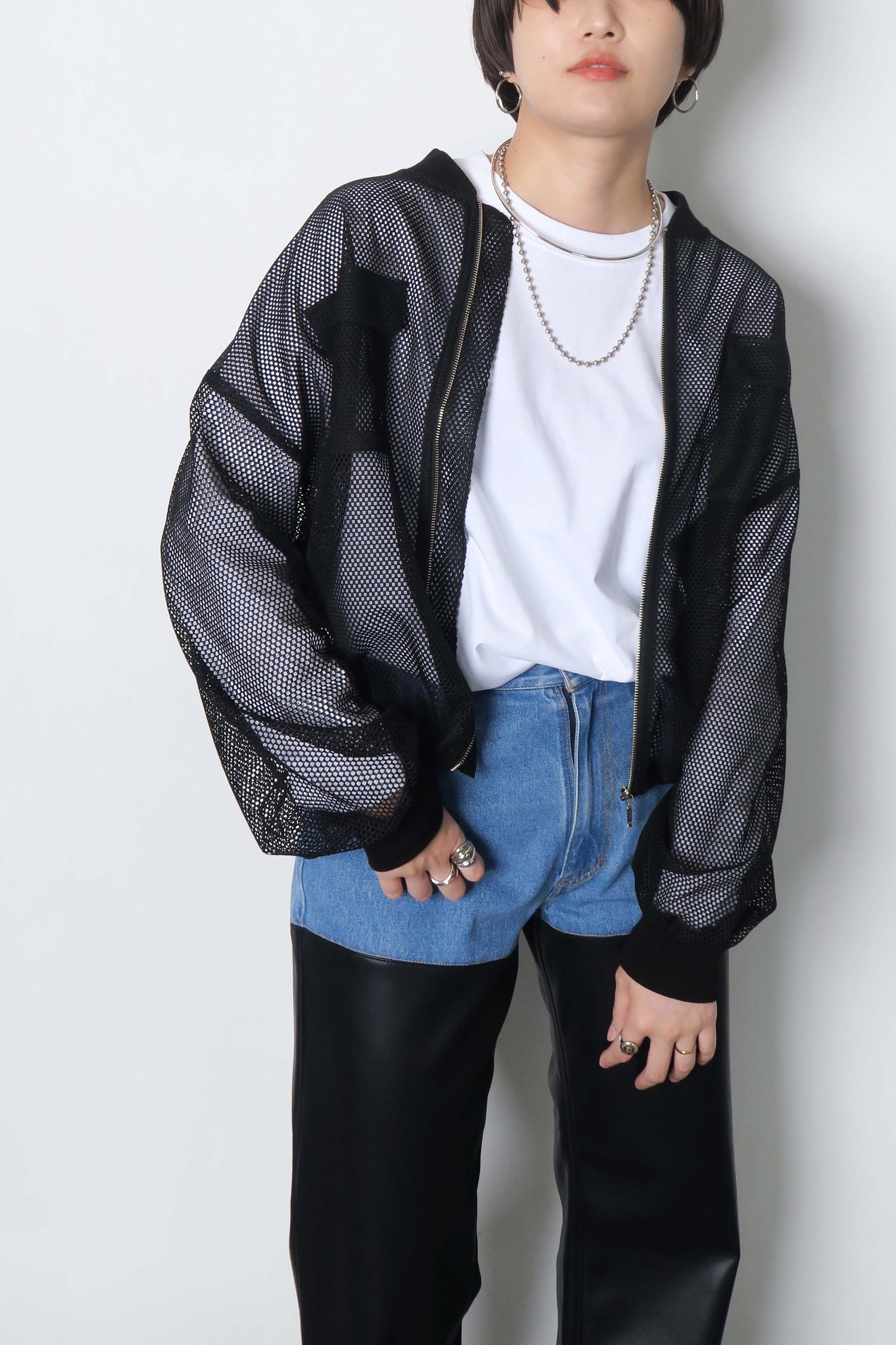 ショート丈メッシュブルゾン
