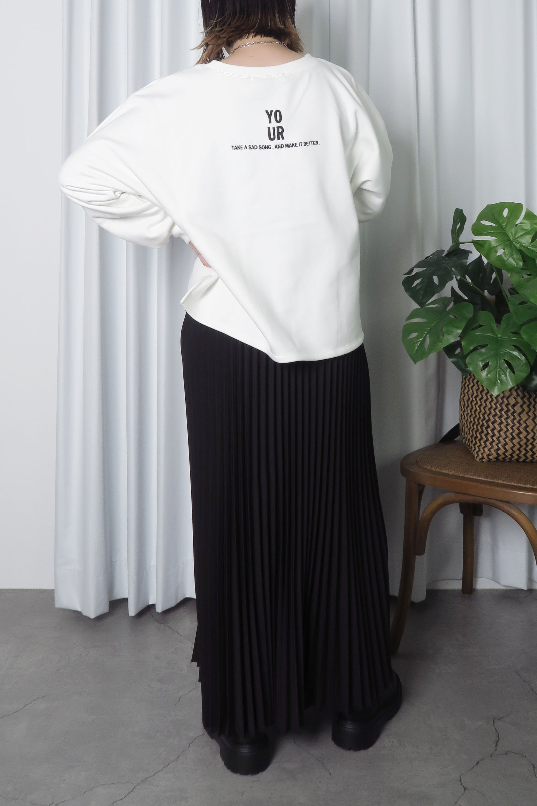 PaulineBleu (ポリーヌブロー) サイドラインプリーツスカート 85945 ブラック