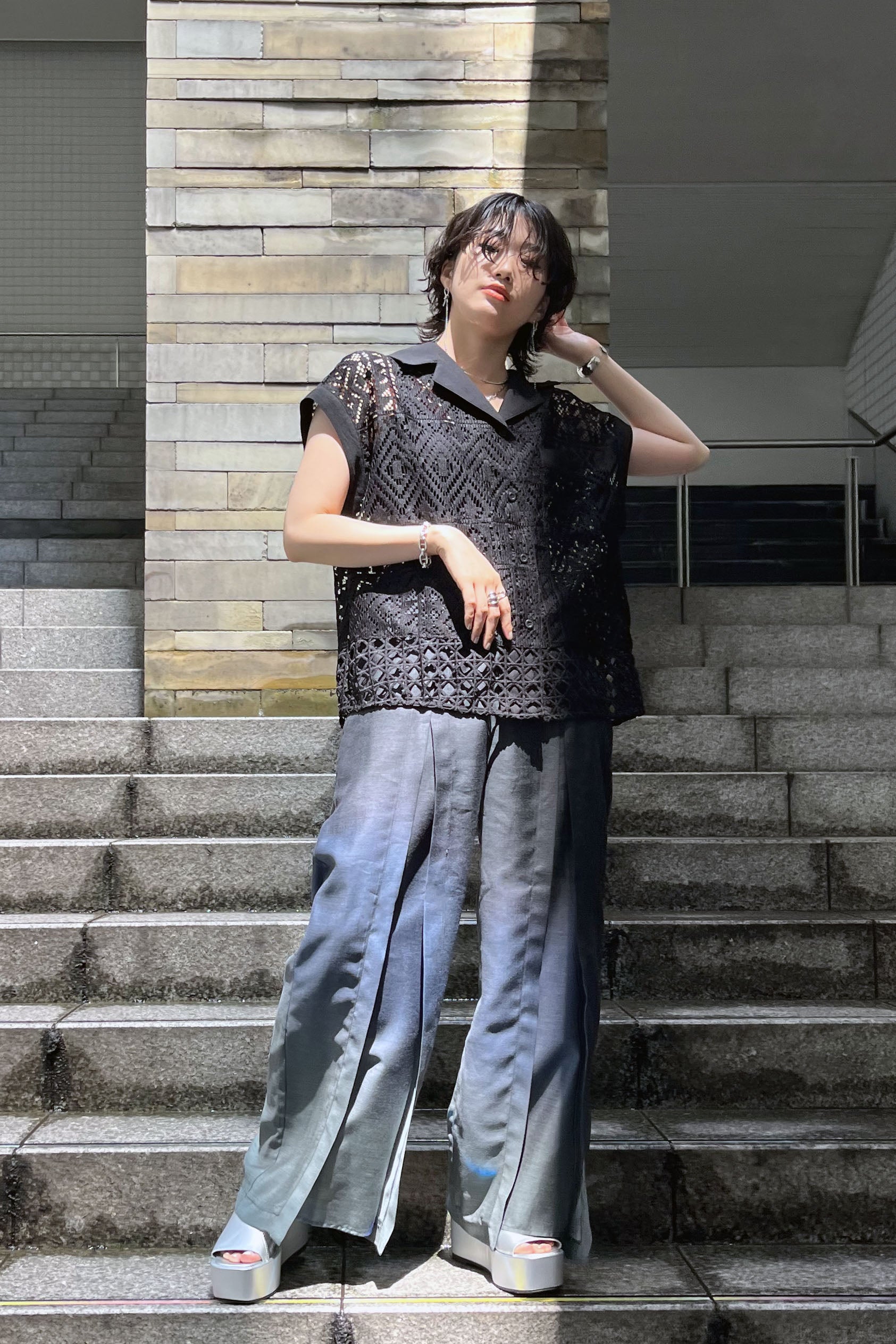 AULA AILA アウラアイラ グラデーション パンツ シアー