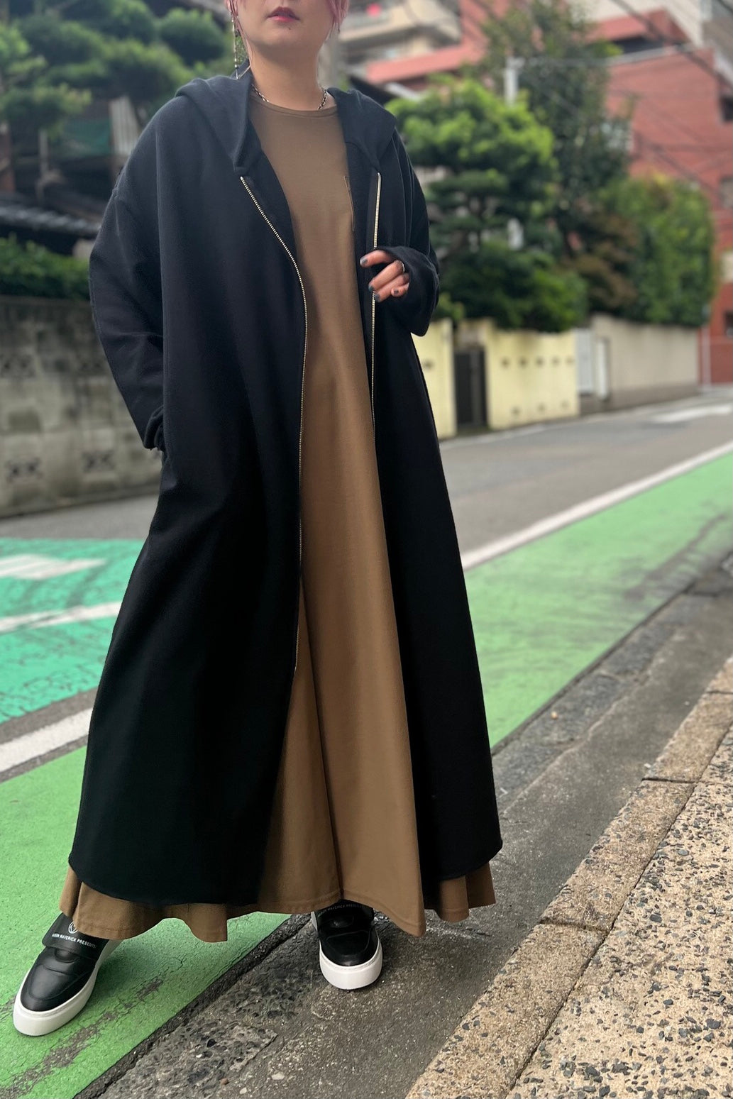 スウェットジップロングパーカー