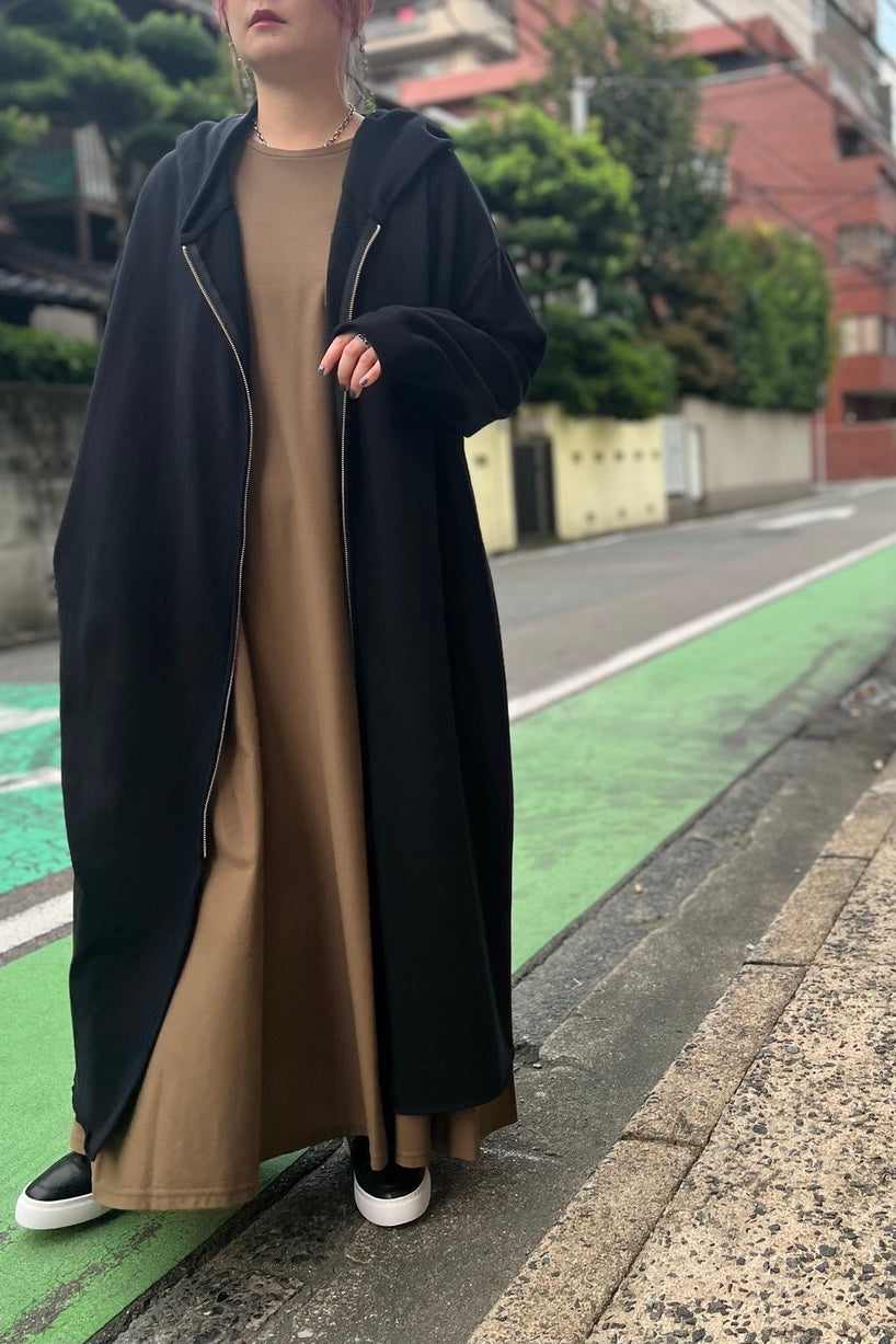 スウェットジップロングパーカー