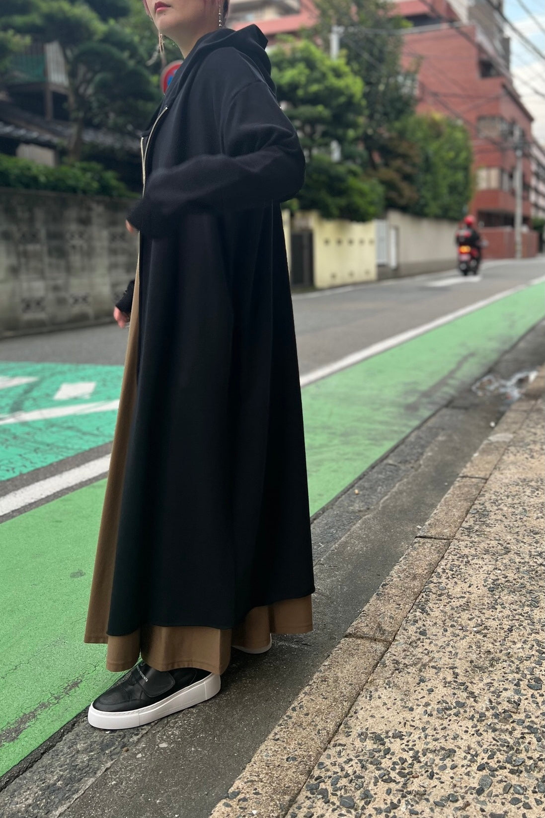 スウェットジップロングパーカー