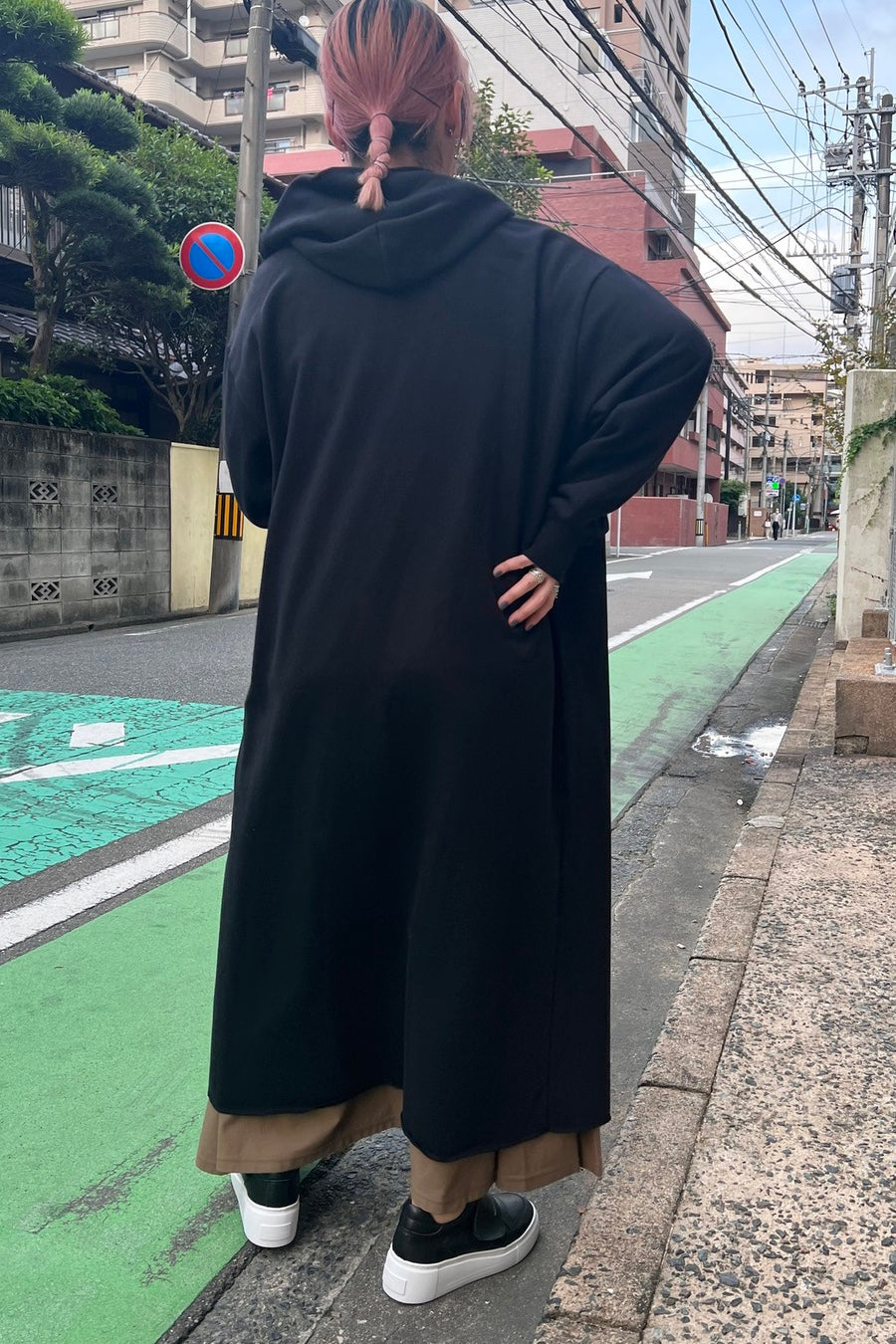 スウェットジップロングパーカー