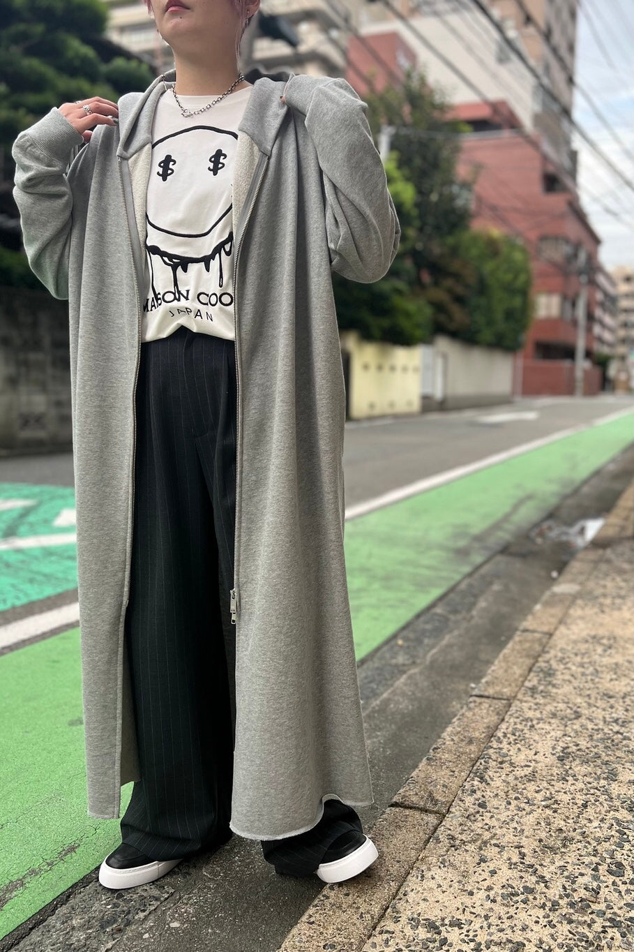 スウェットジップロングパーカー