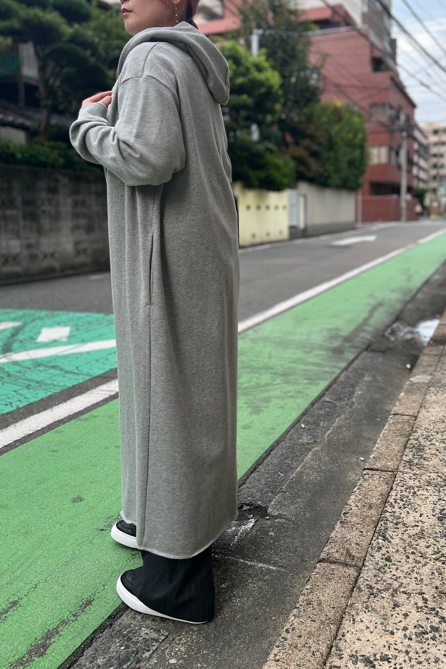 スウェットジップロングパーカー