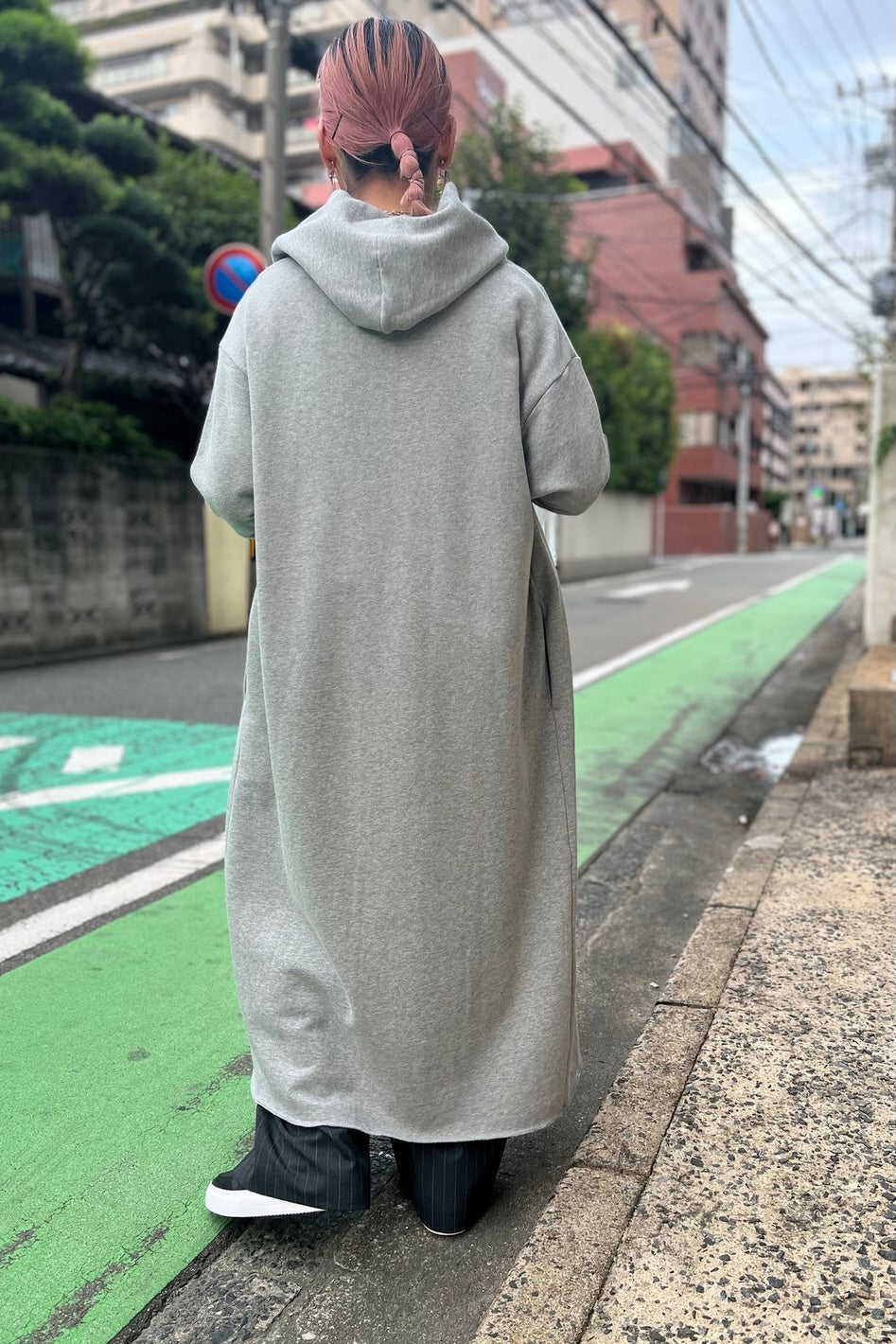 スウェットジップロングパーカー