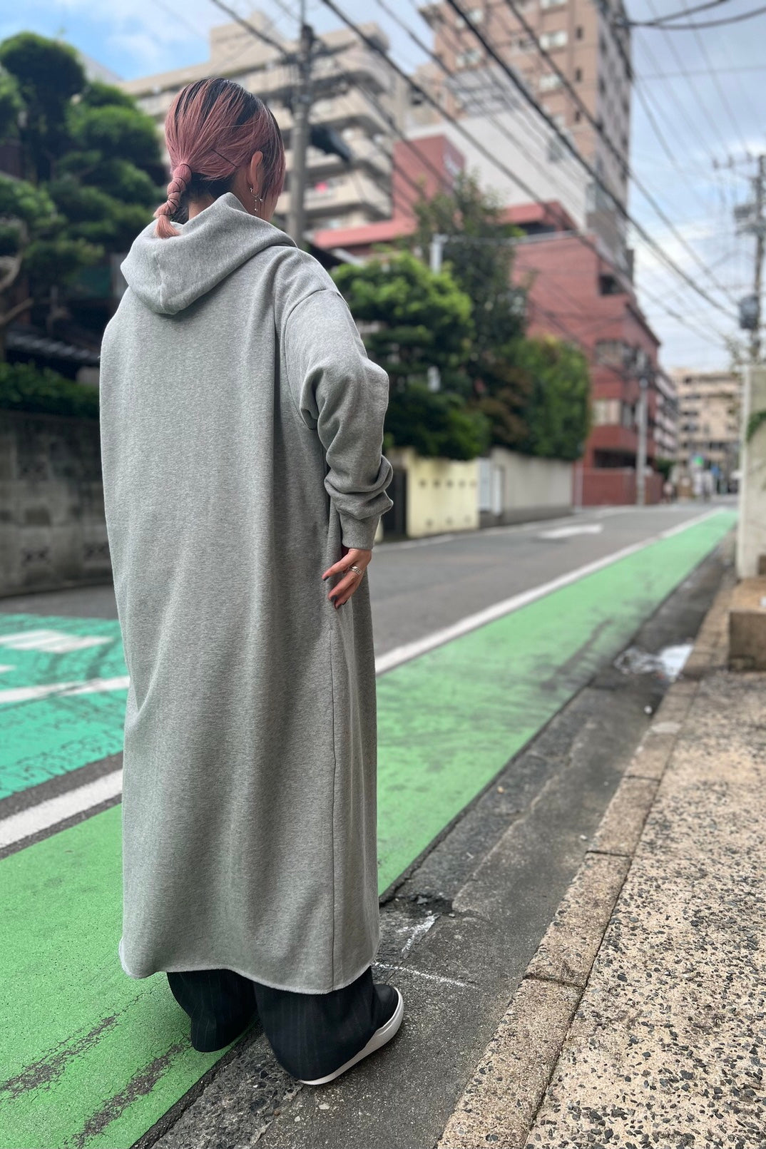 スウェットジップロングパーカー