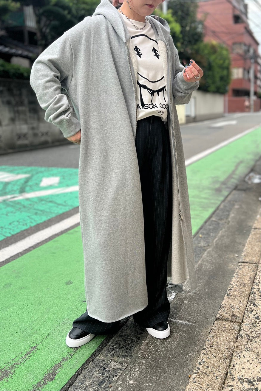 スウェットジップロングパーカー
