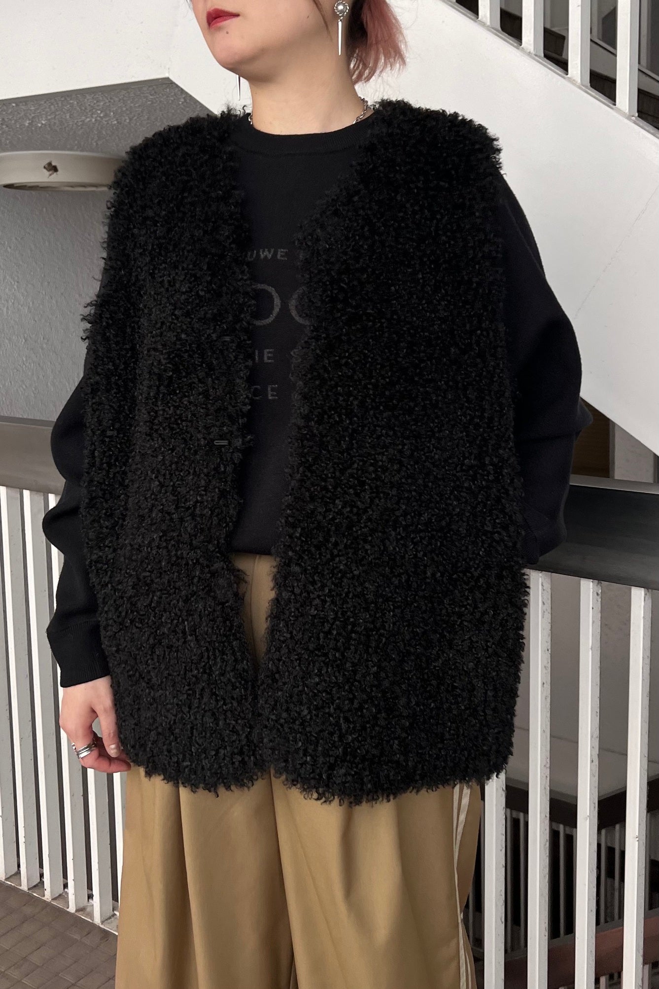 Risley (リズレイ) チベットラム風リバーシブルベスト R2403-TFV570 