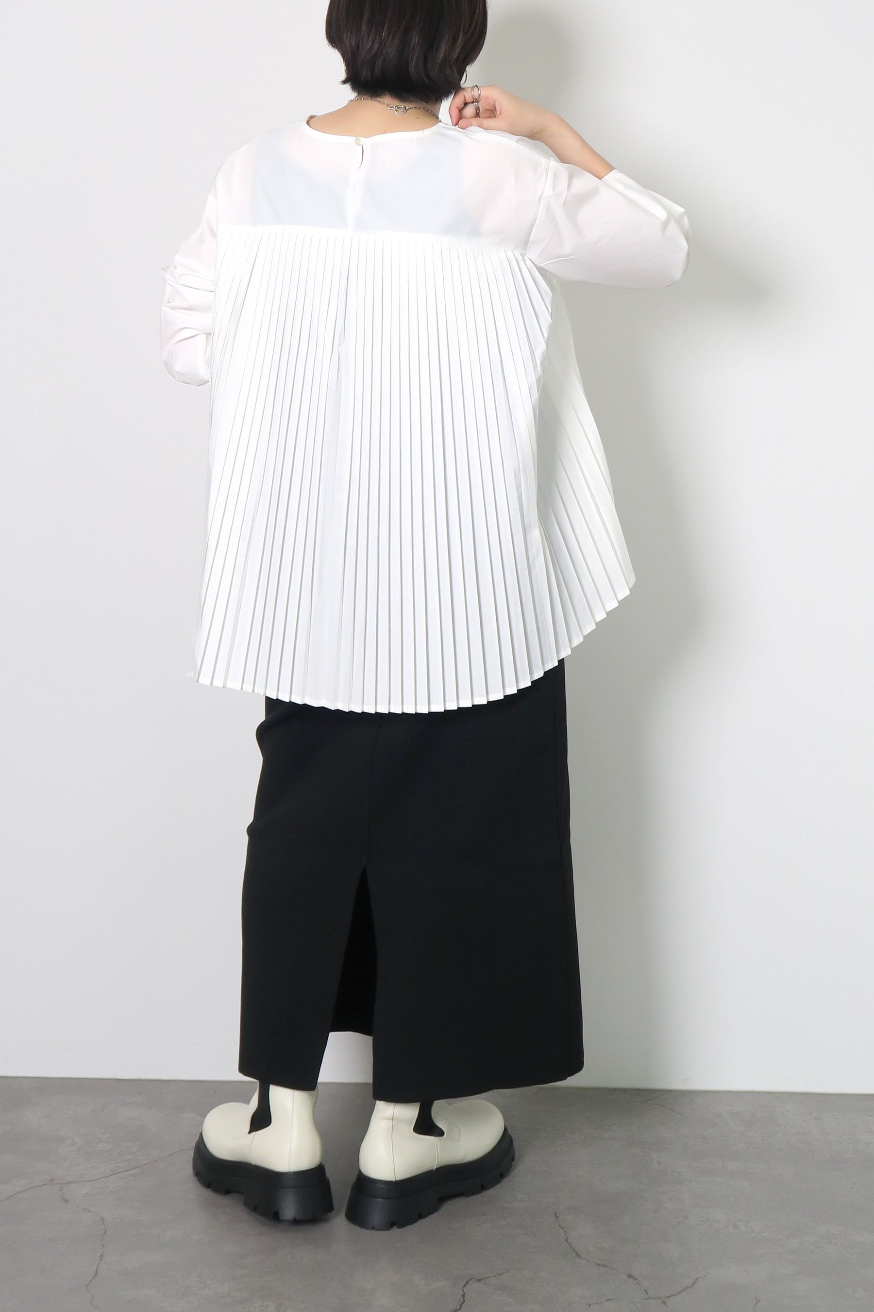ニットベストプリーツブラウスセット
