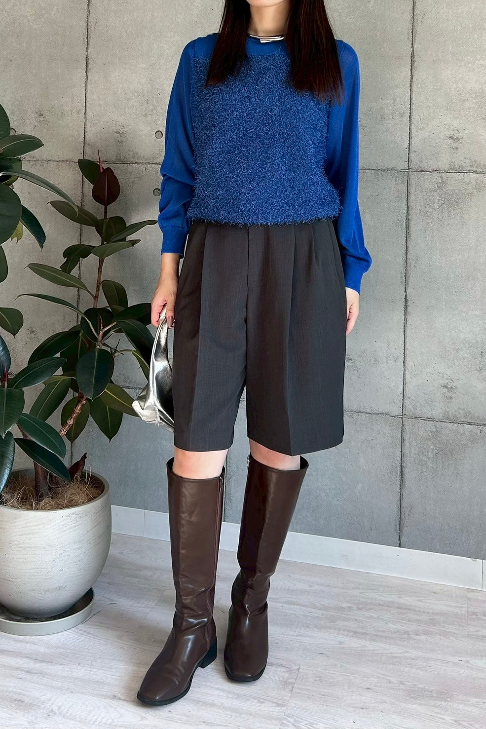 シャギービスチェレイヤード風ニット